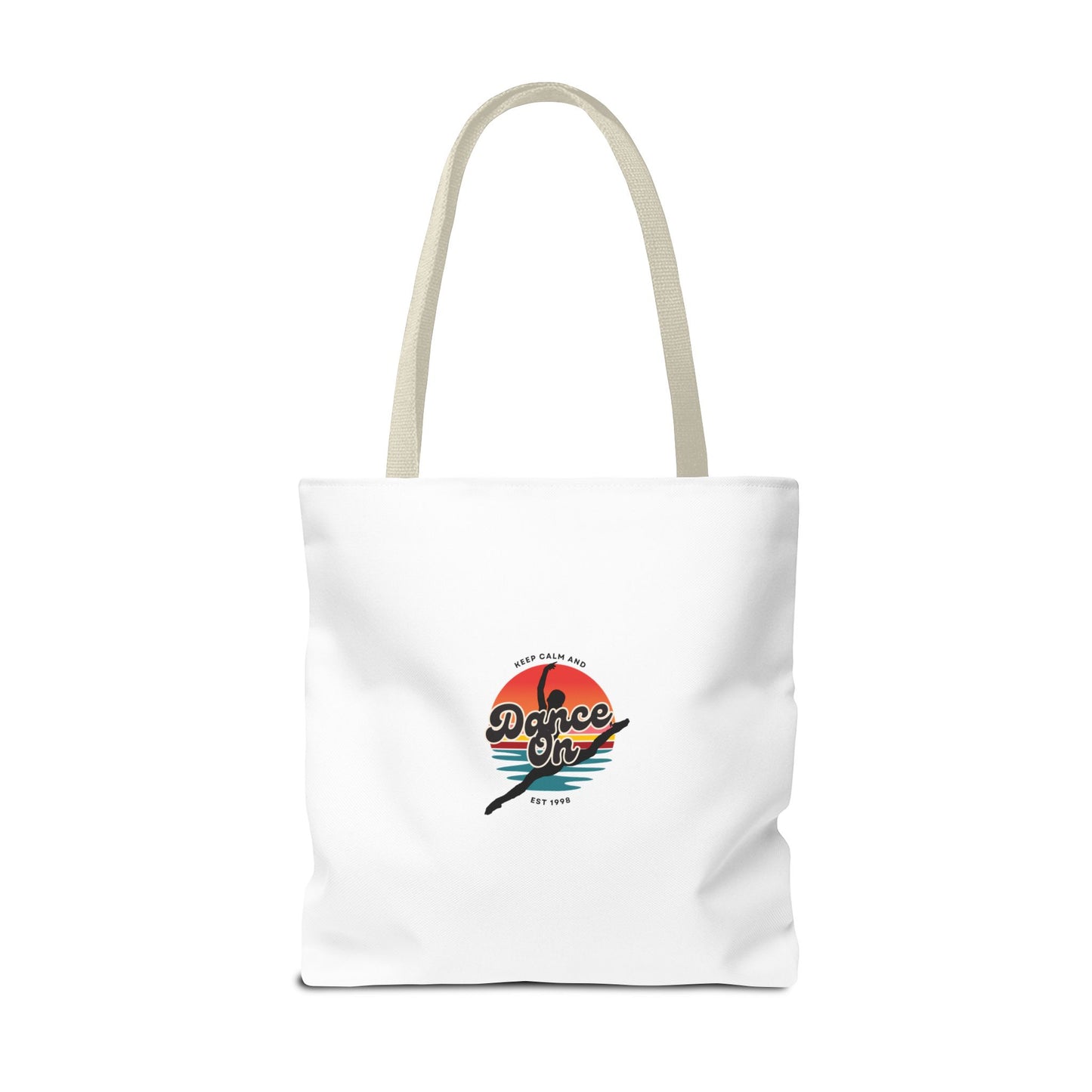 "Keep Calm and Dance On" Canvas Tote Bag – Retro Dance Graphic, Durable Shopping & Everyday Dance Bag