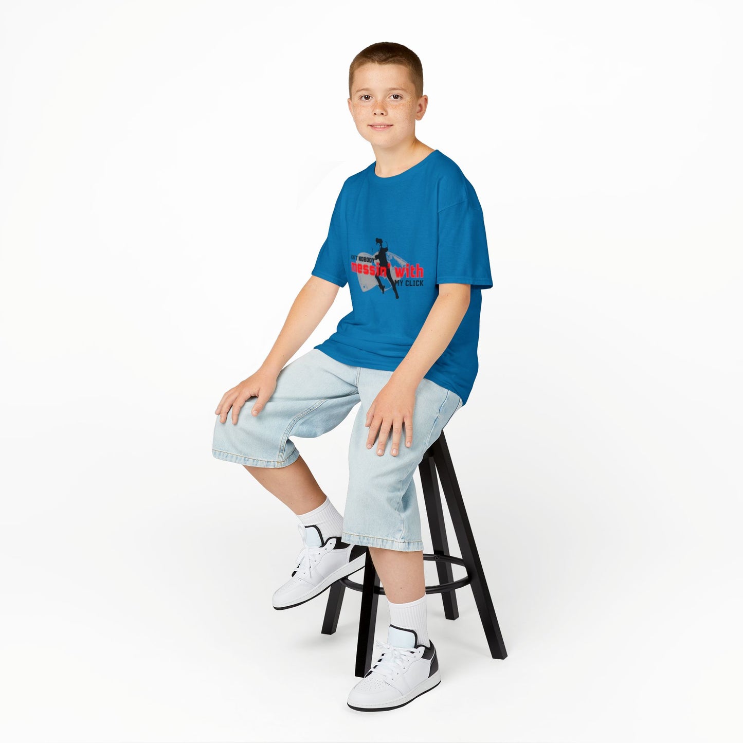 "Ain’t Nobody Messin’ With My Click" – Youth Short Sleeve Dance Tee with Tap Shoes & Tap Dancer Graphic