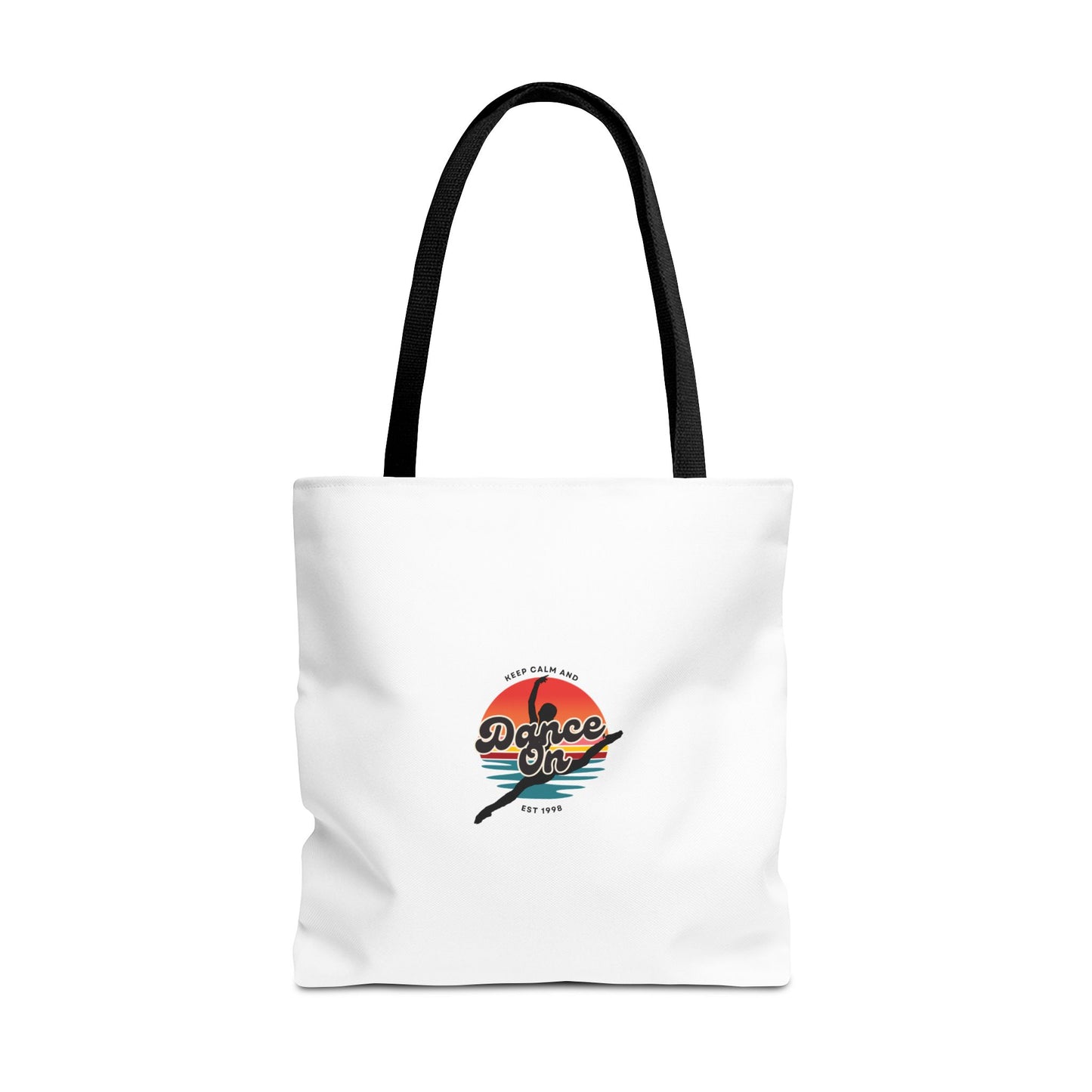 "Keep Calm and Dance On" Canvas Tote Bag – Retro Dance Graphic, Durable Shopping & Everyday Dance Bag