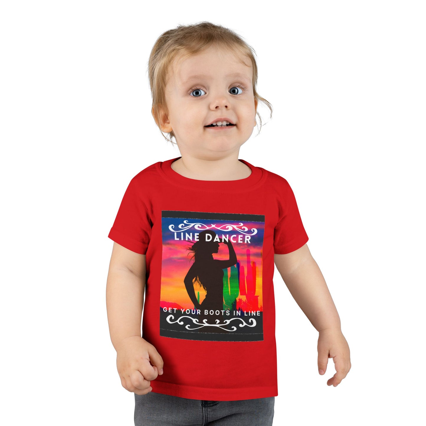 "Line Dancer – Get Your Boots in Line" Toddler Dance T-Shirt – Western-Inspired Short Sleeve Tee for Kids
