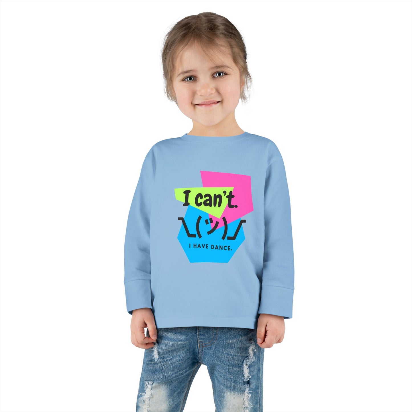 "I Can’t. I Have Dance." Toddler Long Sleeve Dance T-Shirt – 80s Retro Emoji Graphic Shirt for Kids
