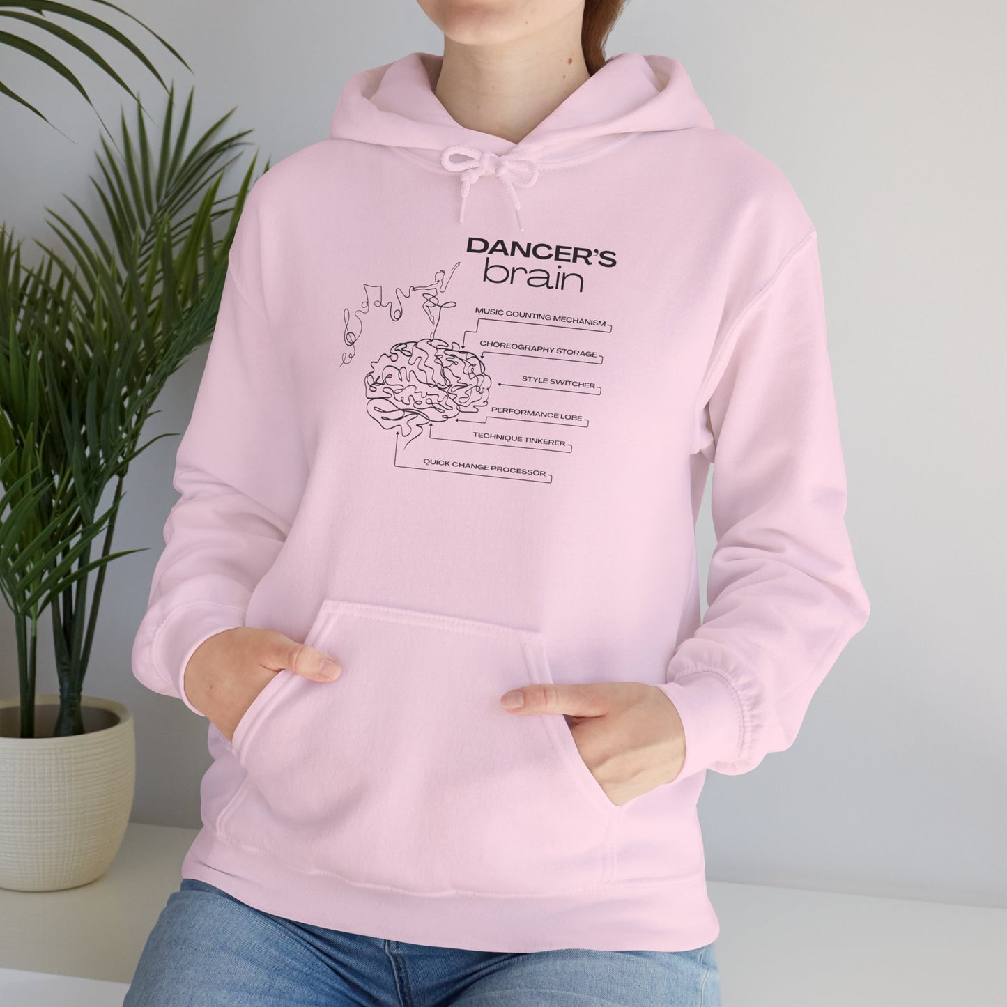 "Dancer’s Brain" Unisex Hoodie – Funny Dance-Themed Hoodie for Teens and Adults with Personalization Option and Cute Dancer Brain Graphic