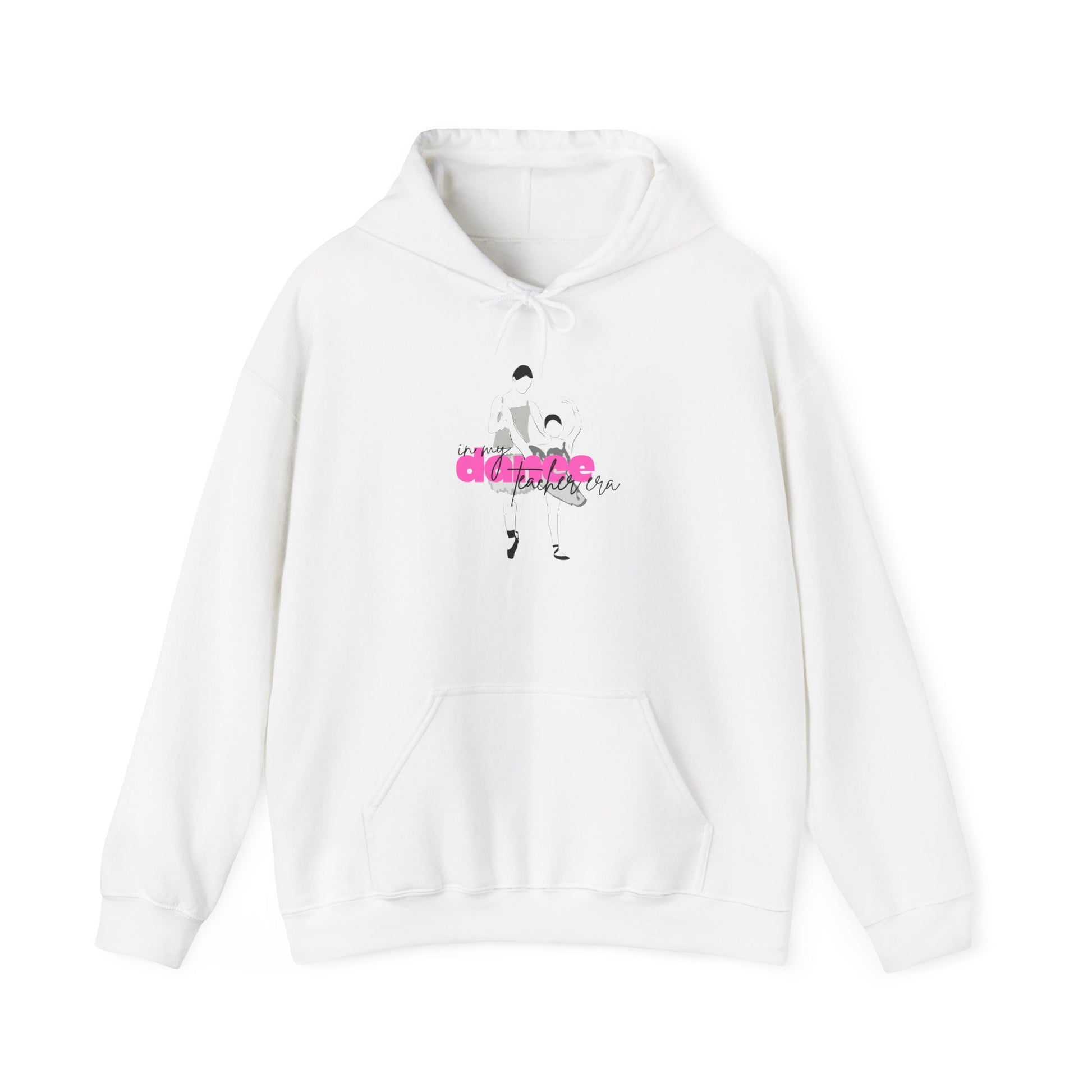 White hoodie with graphic design on a white background