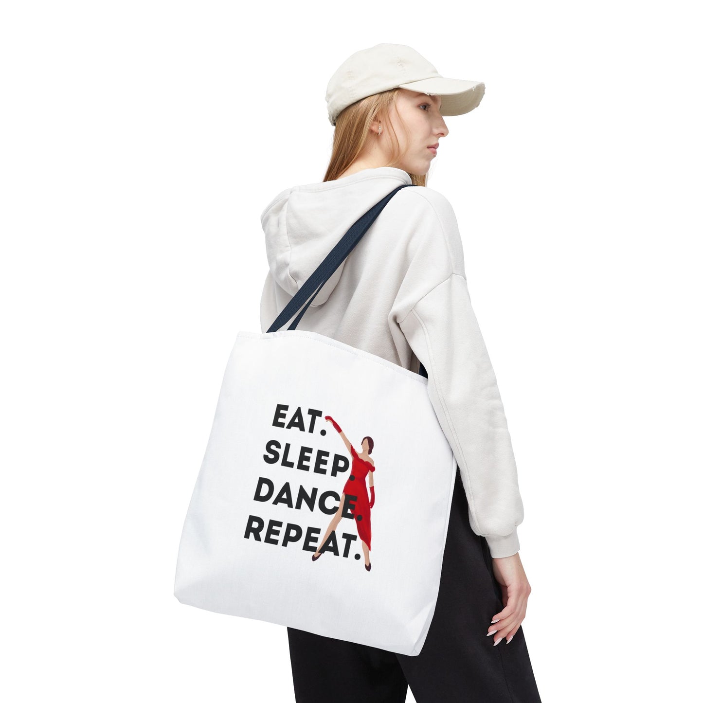 "Eat Sleep Dance Repeat" Canvas Tote Bag – Bold Dancer Graphic Dance Bag for Studio, School & Everyday Use