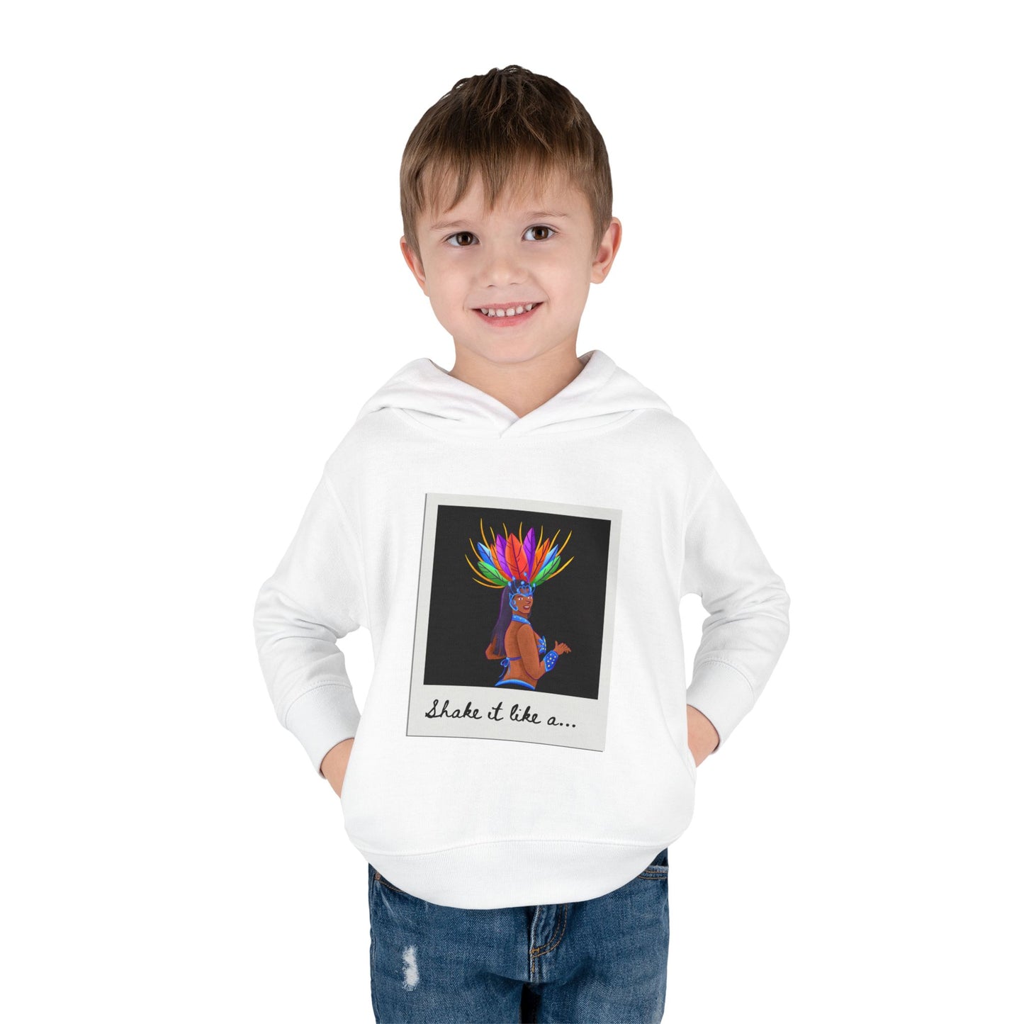 "Shake It Like a..." Toddler Pullover Hoodie – Carnival Samba Dancer Graphic Fleece Sweatshirt for Kids
