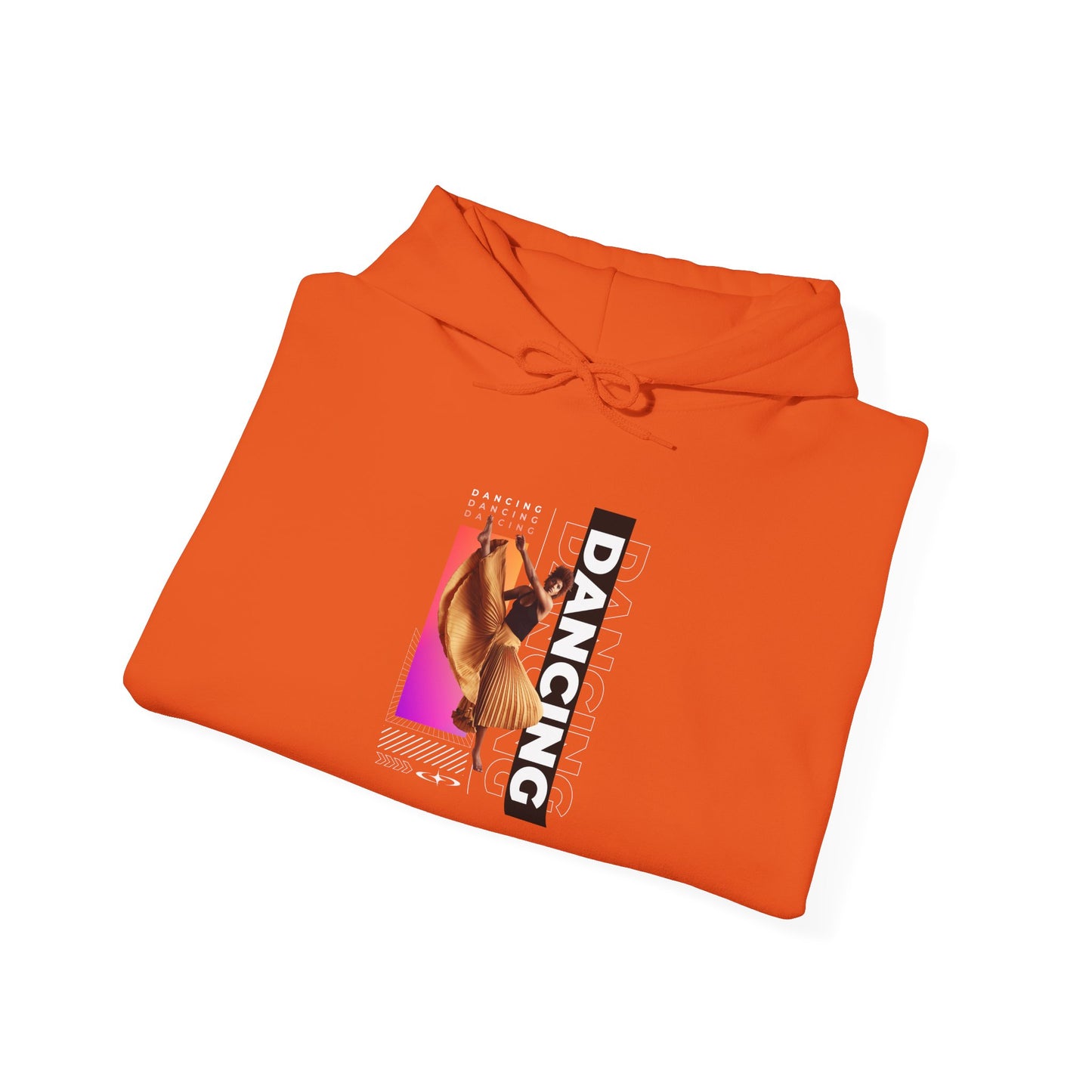 "Dancing” Text with Streetwear-Style Female Dancer Graphic - Unisex Heavy Blend™ Hooded Sweatshirt – Cozy Dance Hoodie for Ballet & Hip-Hop Enthusiasts
