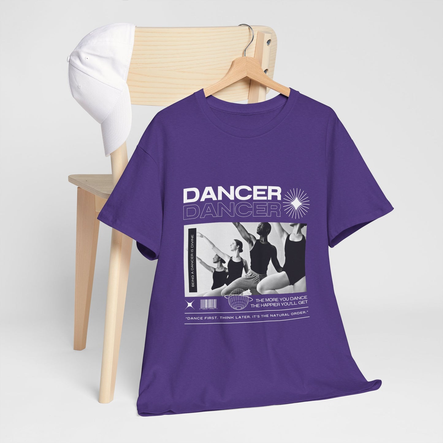 "Dancer" with ballet dancers at the Barre - Unisex Heavy Cotton Tee | Streetwear-Inspired Ballet Training Graphic T-Shirt for Dance Lovers