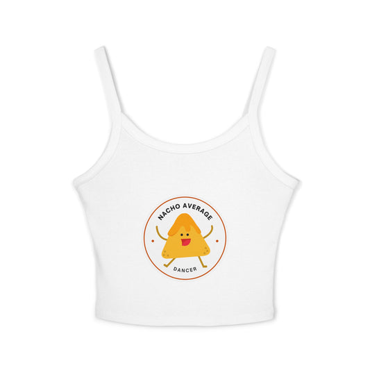 "Nacho Average Dancer" Women’s Spaghetti Strap Tank Top – Cute Nacho Dance Graphic | Funny Pun Apparel for Dancers & Food Lovers