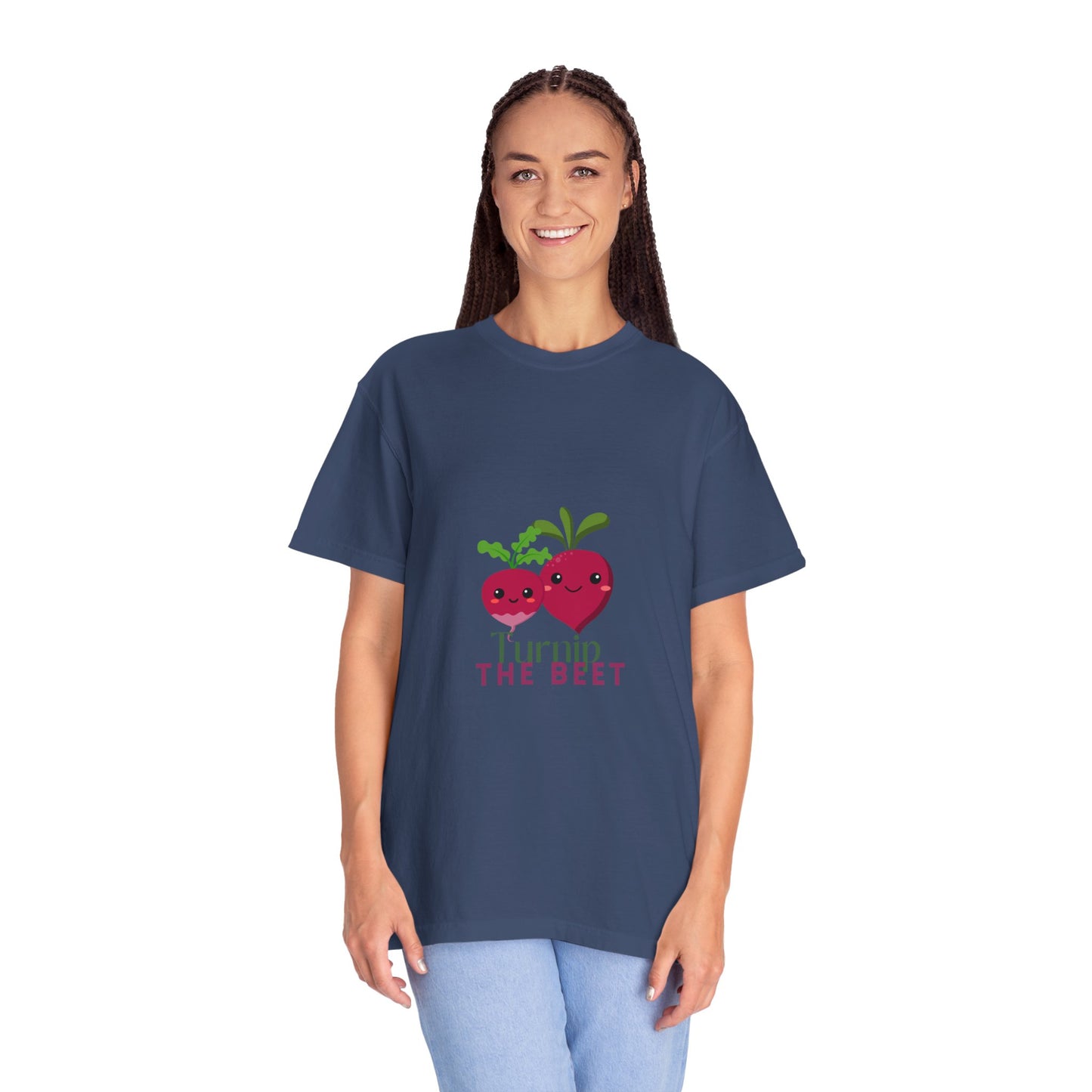 "Turnip the Beet" Unisex Garment-Dyed T-Shirt – Cute Veggie Dance Pun Graphic Tee – Funny Foodie Shirt for Dancers & Music Lovers