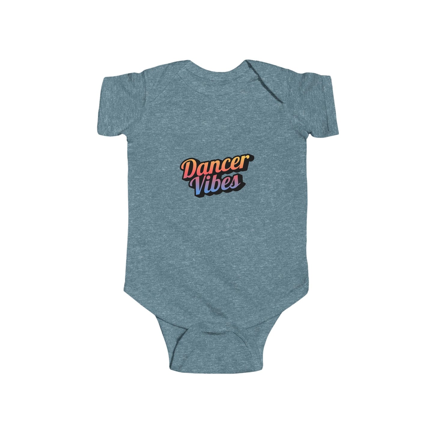 "Dancer Vibes" Infant Short Sleeve Bodysuit – Colorful Text Graphic Baby Dance Outfit for Jeté Shop