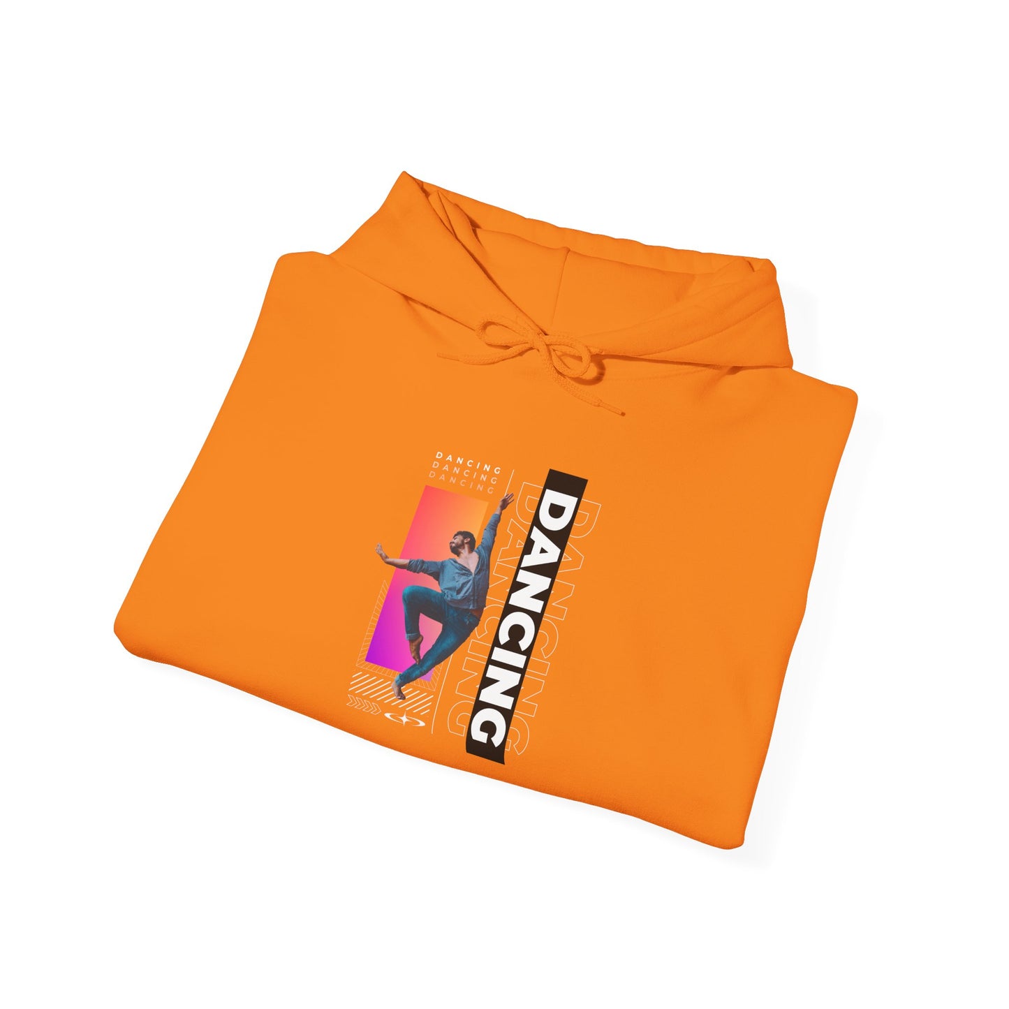 “Dancing” Text with Streetwear-Style Male Dancer Graphic – Unisex Heavy Blend™ Hooded Sweatshirt – Cozy Dance Hoodie for Performers & Dance Enthusiasts