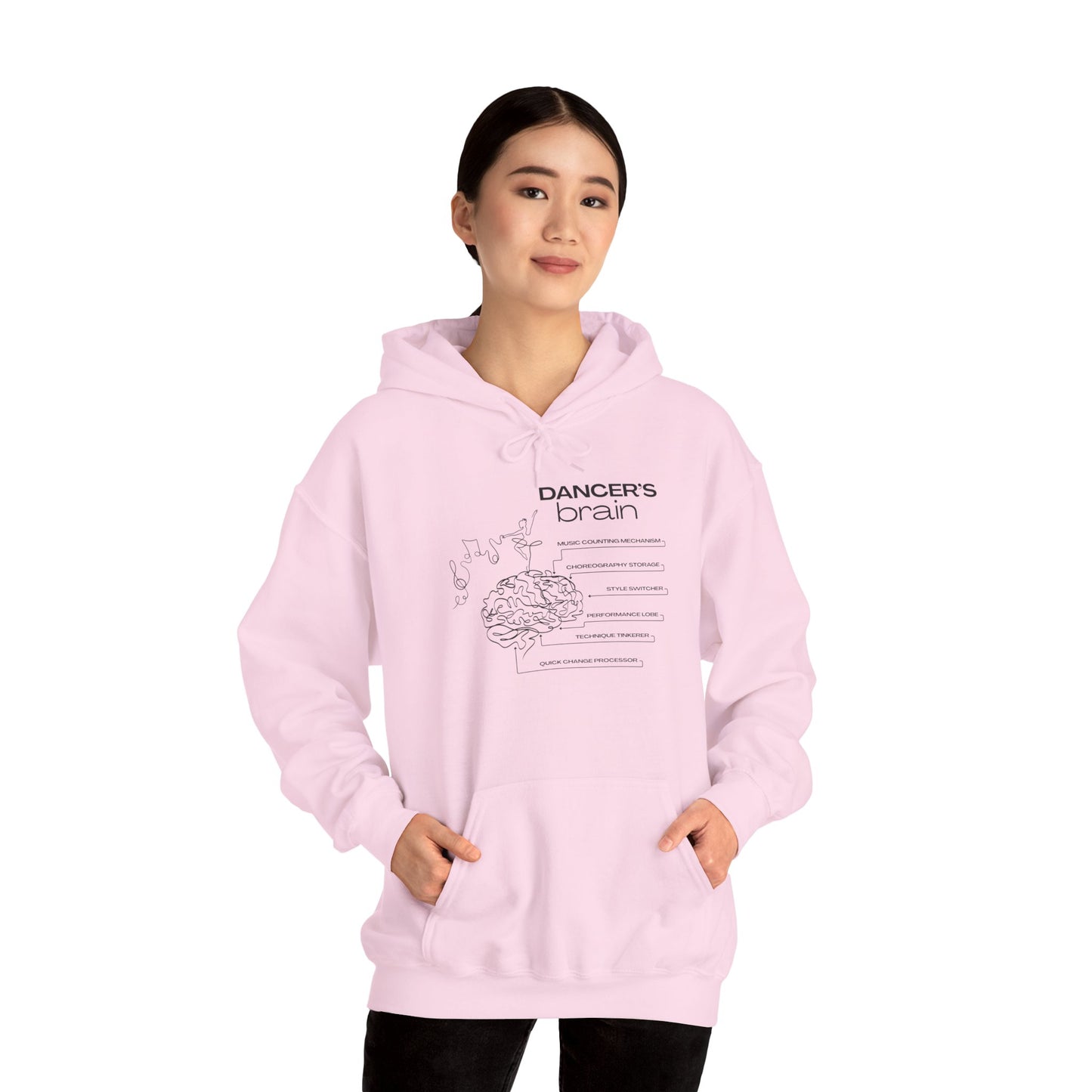 "Dancer’s Brain" Unisex Hoodie – Funny Dance-Themed Hoodie for Teens and Adults with Personalization Option and Cute Dancer Brain Graphic