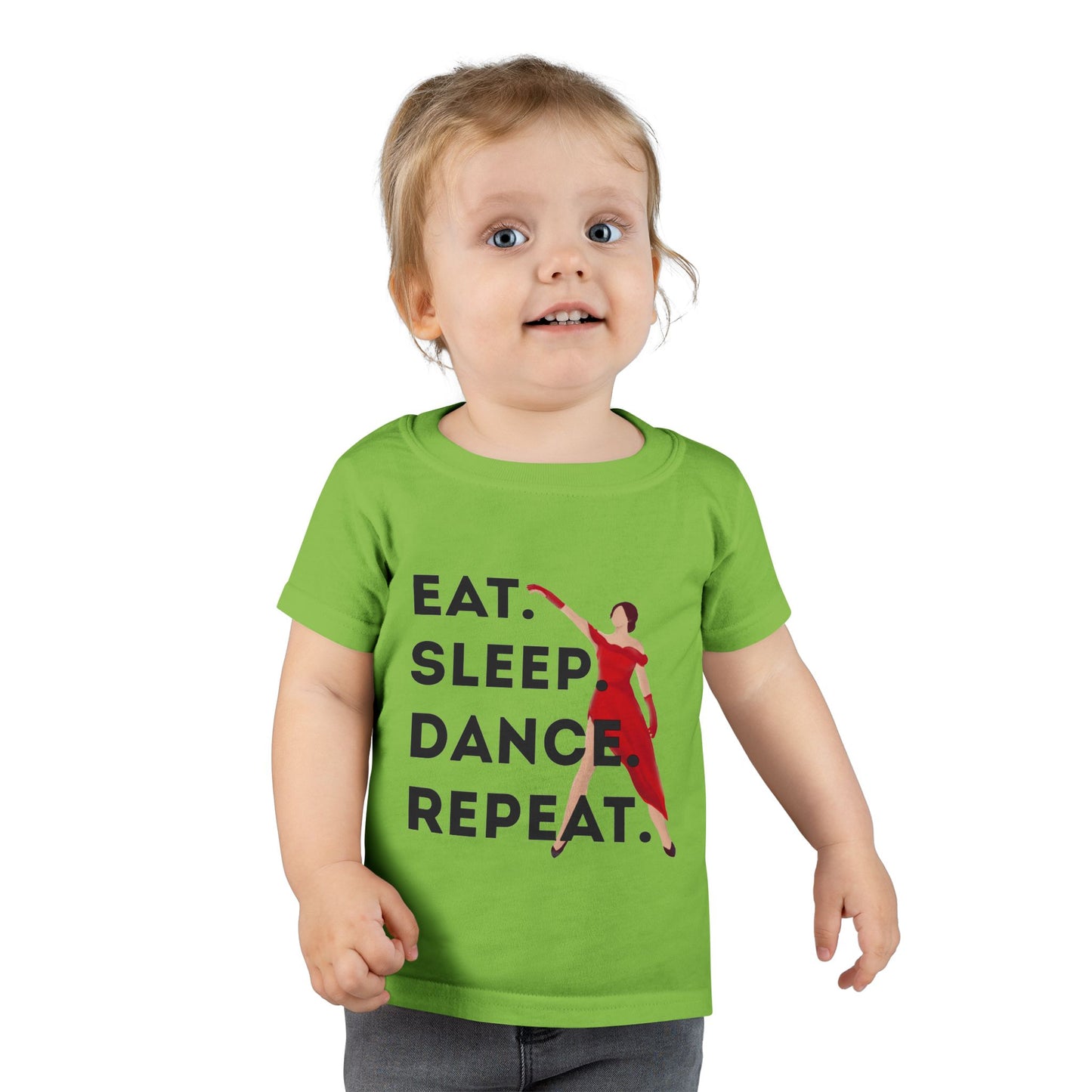 "Eat Sleep Dance Repeat" Toddler T-Shirt – Bold Dancer Graphic Tee for Kids – Short Sleeve Dance Shirt for Toddlers
