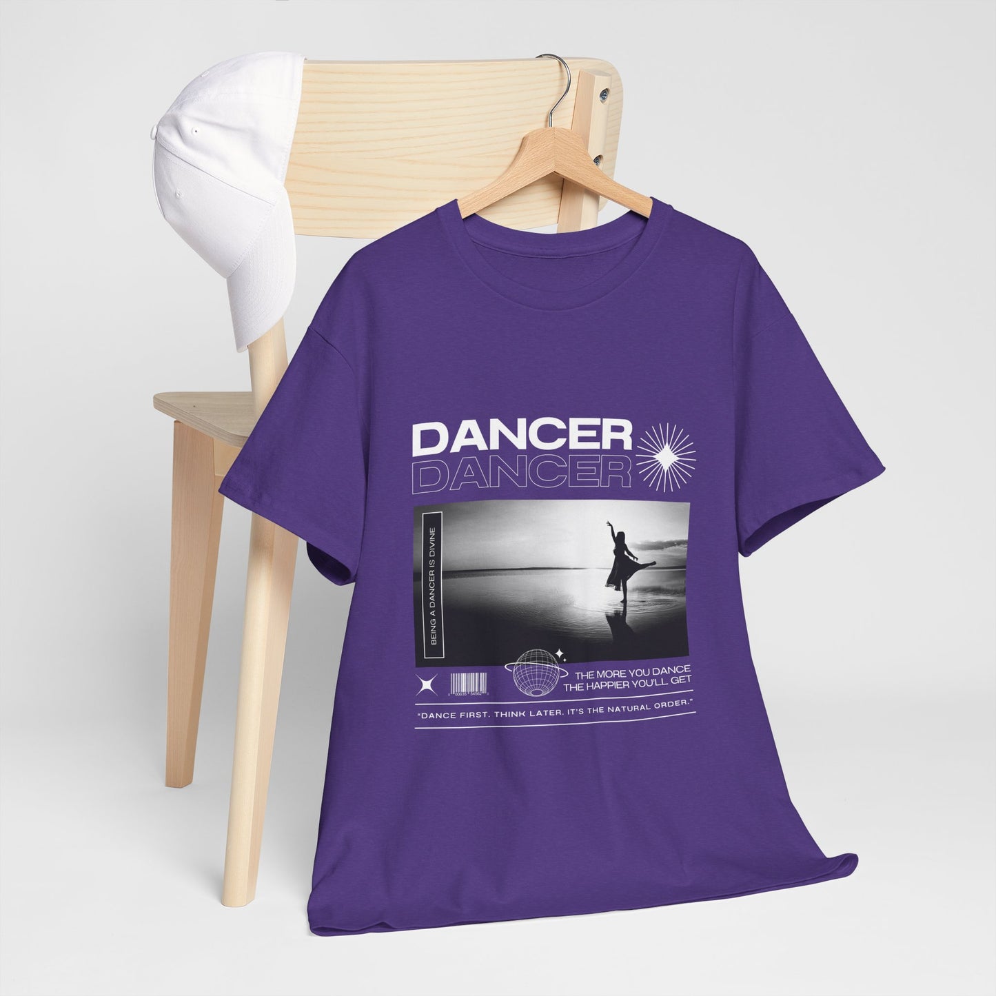 "Dancer" Arabesque Beach Scene Unisex Heavy Cotton Tee – Streetwear-Inspired Ballet Dance Graphic T-Shirt