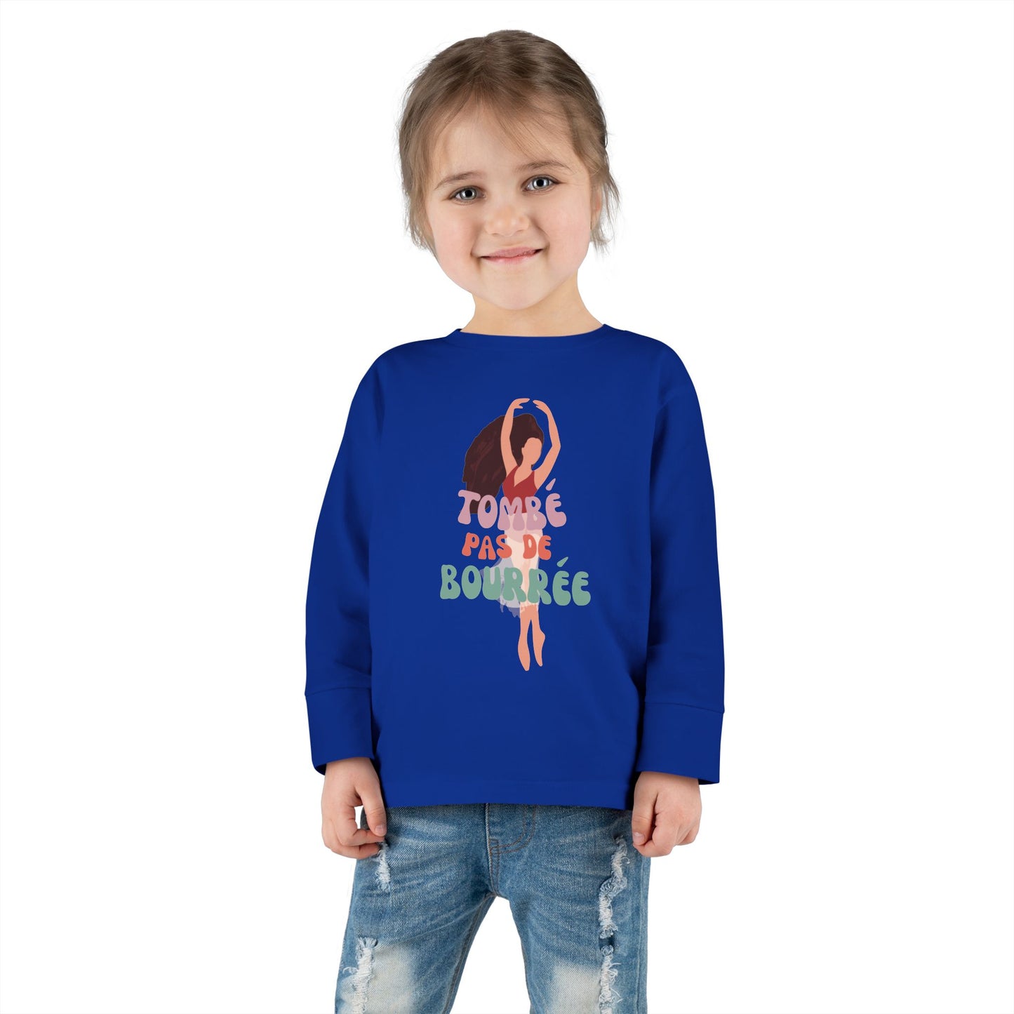 "Tombé Pas de Bourrée" Toddler Long Sleeve Dance T-Shirt – Ballet Dancer Graphic Shirt for Kids