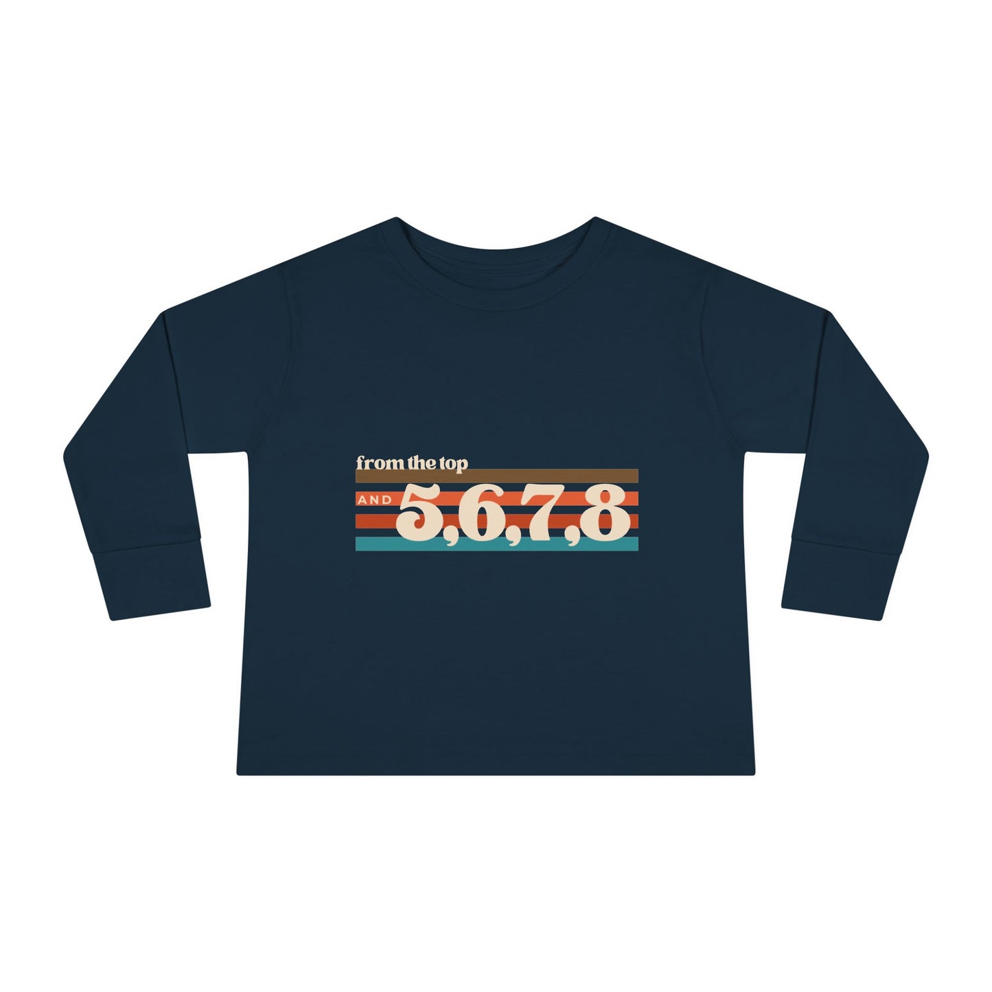 "From the Top and 5, 6, 7, 8" Toddler Dance T-Shirt – Retro Choreography-Inspired Long Sleeve Tee for Kids