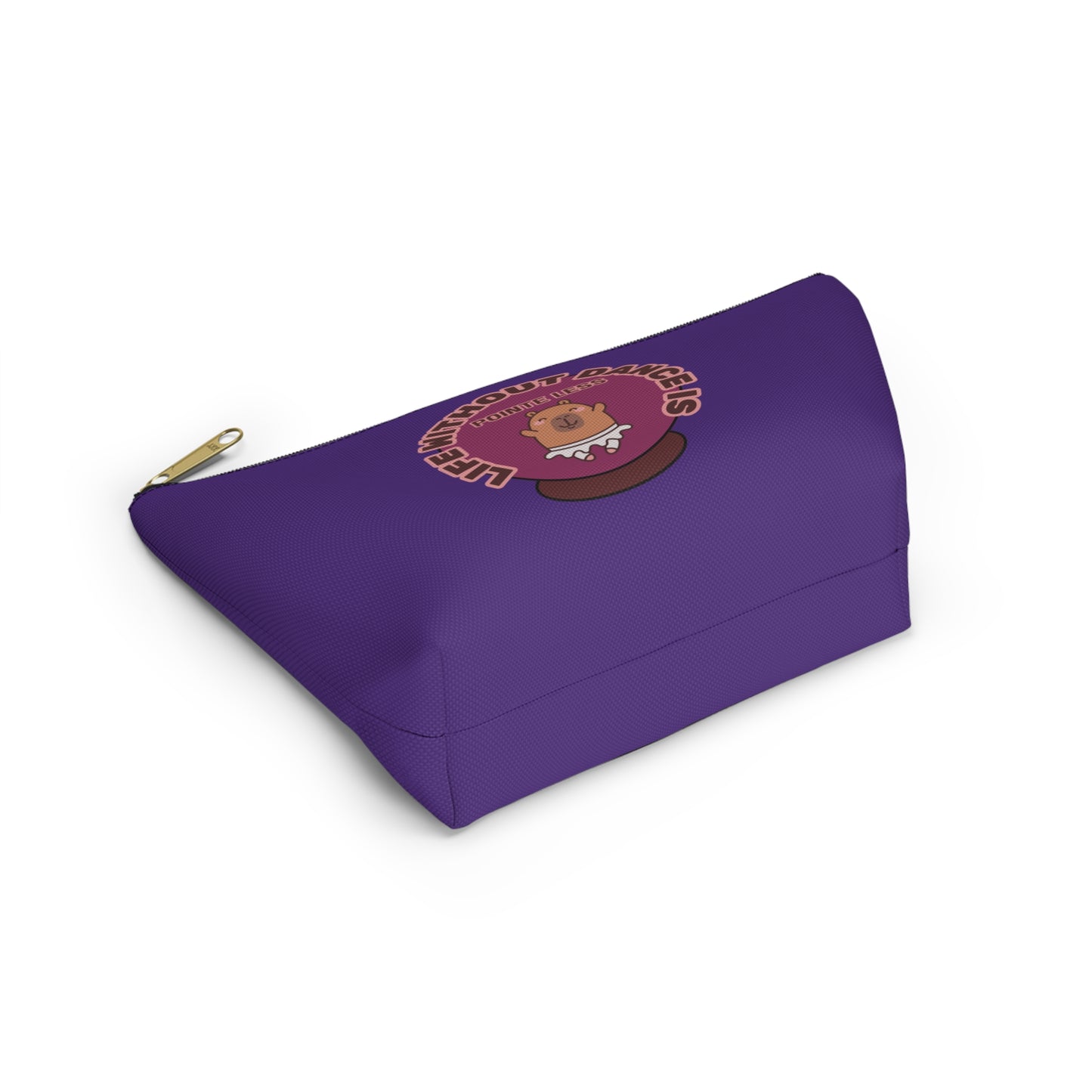 "Life Without Dance is Pointeless" Makeup Bag – Cute Dancing Capybara Graphic – Funny Ballet-Themed Zipper Pouch for Cosmetics, Accessories & Gifts