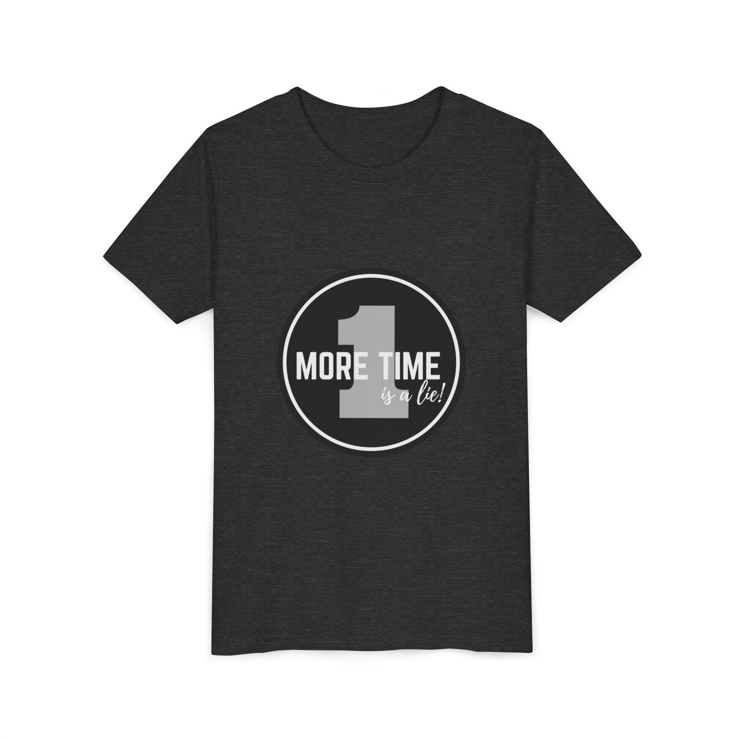 “One More Time is a Lie” Bold Emblem Dancer Graphic T-Shirt for Kids – Funny Dance Rehearsal Shirt - Youth Dance Tee