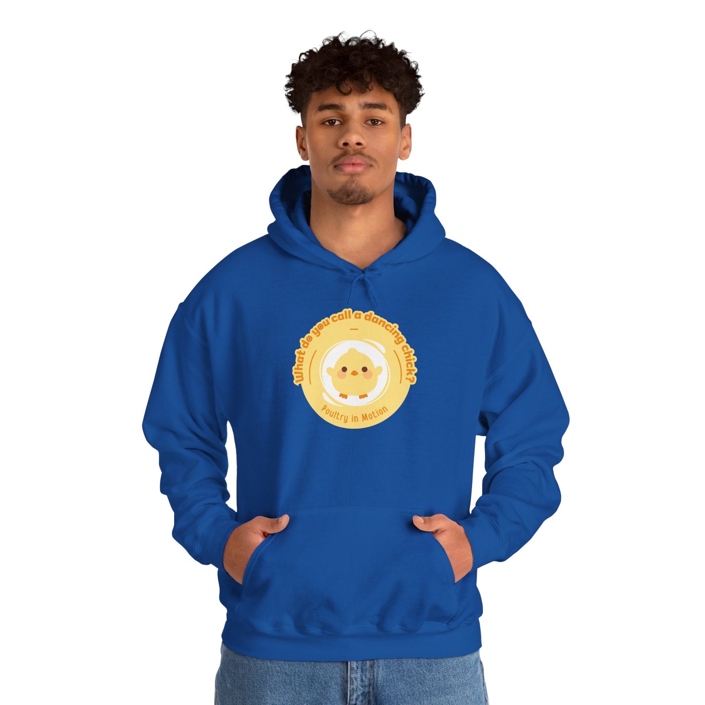 "What do you call a dancing chick? Poultry in Motion" Unisex Dance Hoodie – Funny Dancing Chick Graphic Sweatshirt for Dancers