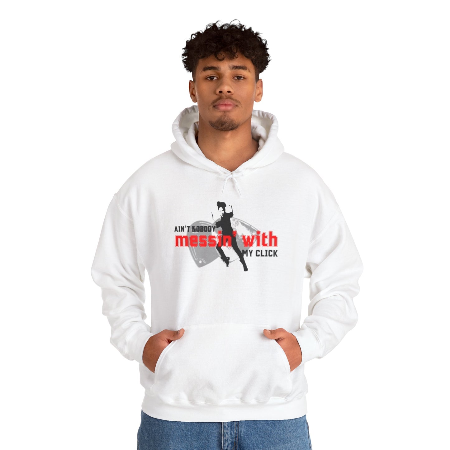 “Ain’t Nobody Messin’ with My Click” Tap Dance Graphic with Tap Shoes & Dancer | Streetwear-Inspired Tap Dancing Hoodie for Dancers - Unisex Heavy Blend™ Hooded Sweatshirt