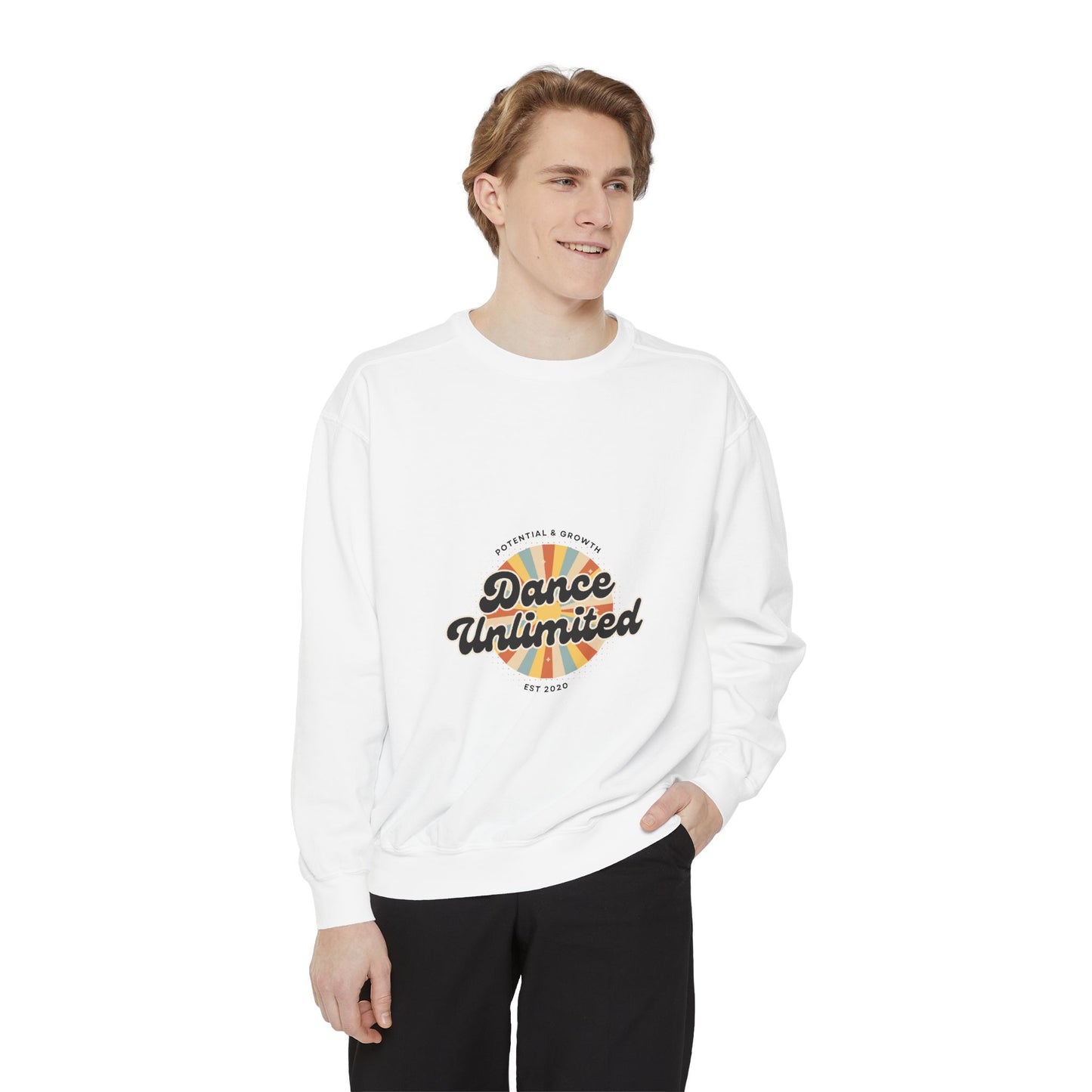 "Dance Unlimited – Potential & Growth" Unisex Lightweight Crewneck Sweatshirt – Retro-Inspired Motivational Dance Pullover for Performers & Creatives