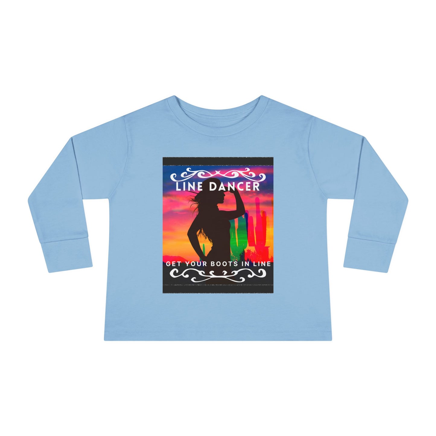 "Line Dancer – Get Your Boots in Line" Toddler Dance T-Shirt – Western-Inspired Long Sleeve Tee for Kids