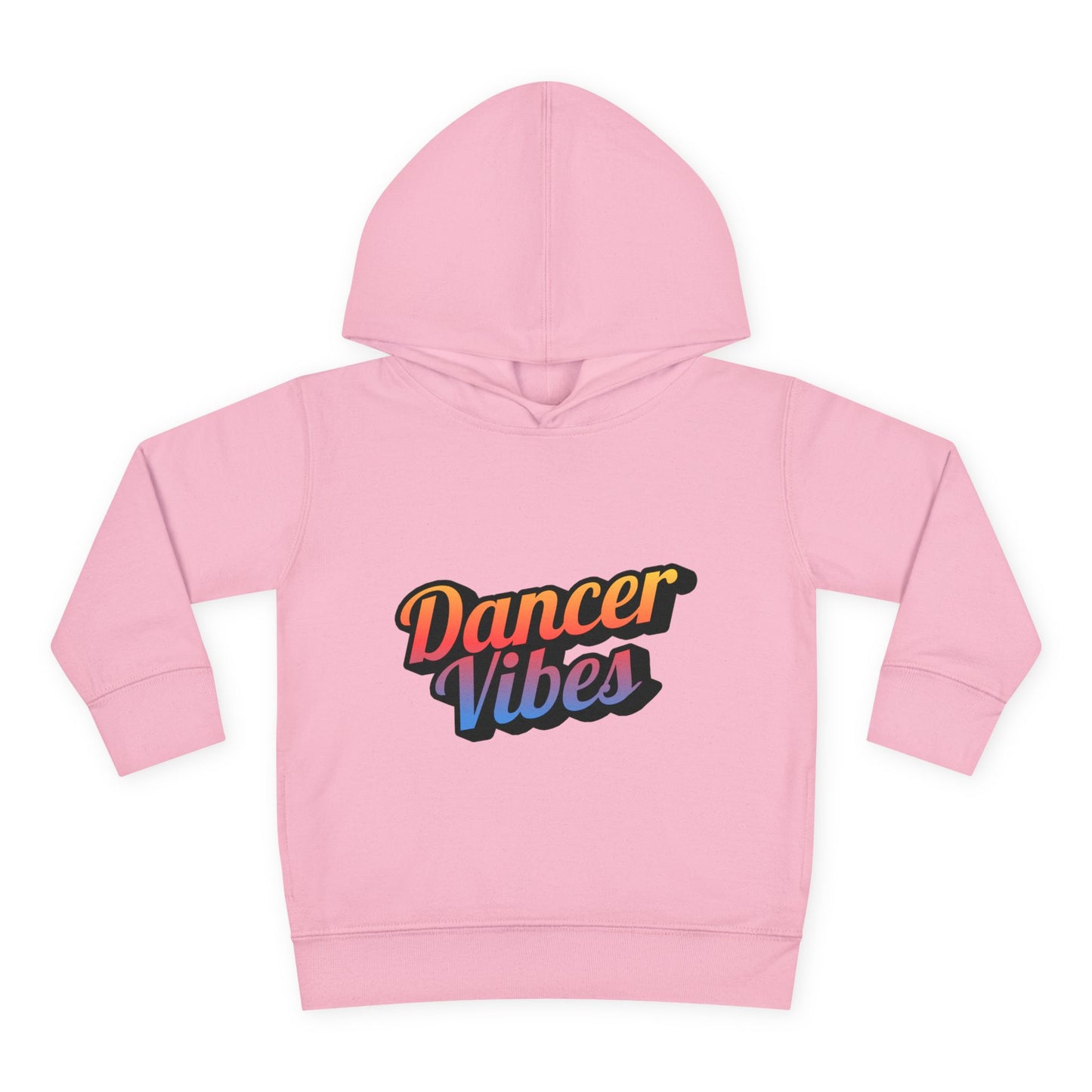 "Dancer Vibes" Toddler Pullover Hoodie – Colorful Dance-Themed Text Graphic Fleece Sweatshirt for Kids