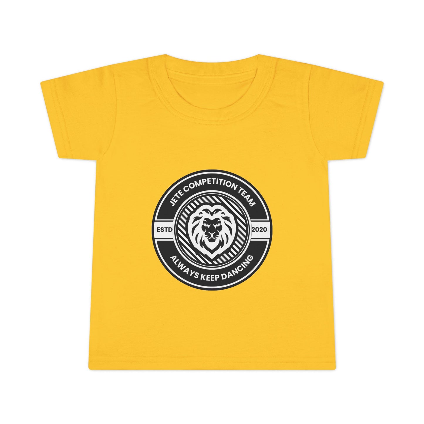 "Jeté Competition Team – Always Keep Dancing" Toddler Dance T-Shirt – Collegiate-Inspired Emblem Graphic Short Sleeve Tee for Kids