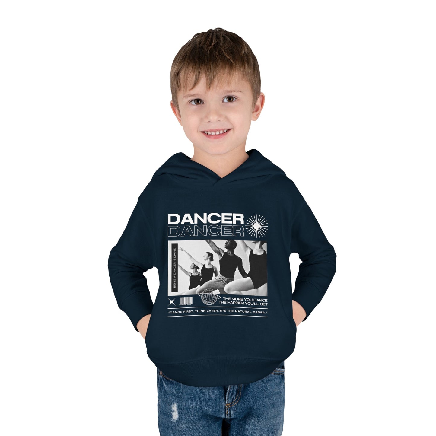 “Dancer” Toddler Pullover Hoodie – Streetwear-Inspired Ballet Barre Graphic Sweatshirt for Kids