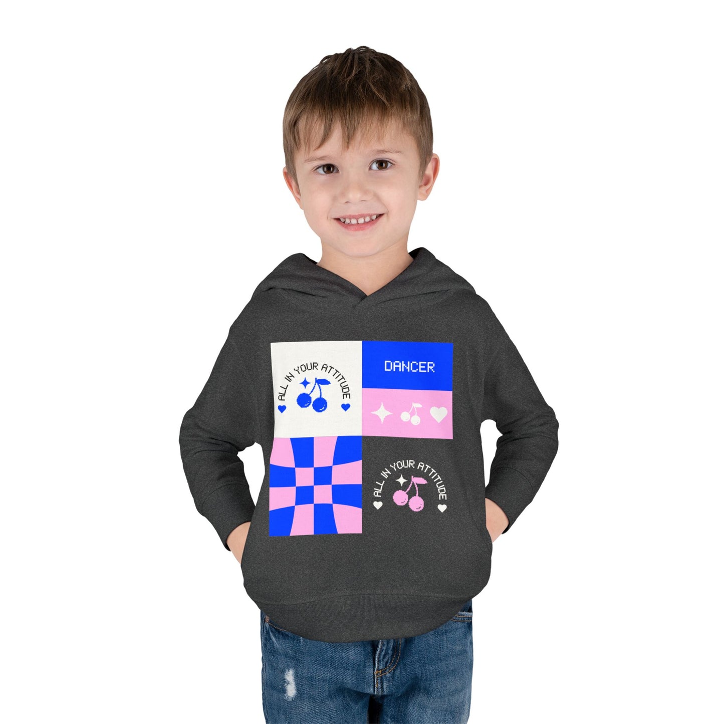 "Dancer – All in Your Attitude" Toddler Pullover Hoodie – Retro Dance Graphic Fleece Sweatshirt for Kids