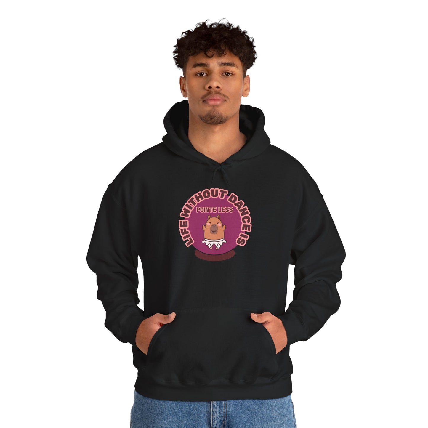 “Life Without Dance is Pointeless" Unisex Heavy Blend Hooded Sweatshirt – Cute Capybara Graphic Hoodie for Adults and Teens