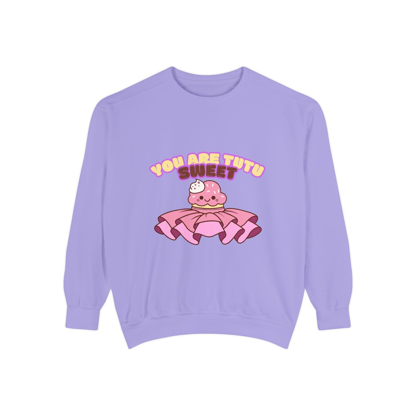 "You Are Tutu Sweet" Unisex Lightweight Crewneck Sweatshirt – Kawaii Cupcake in a Tutu Graphic Pullover for Ballet & Dance Lovers