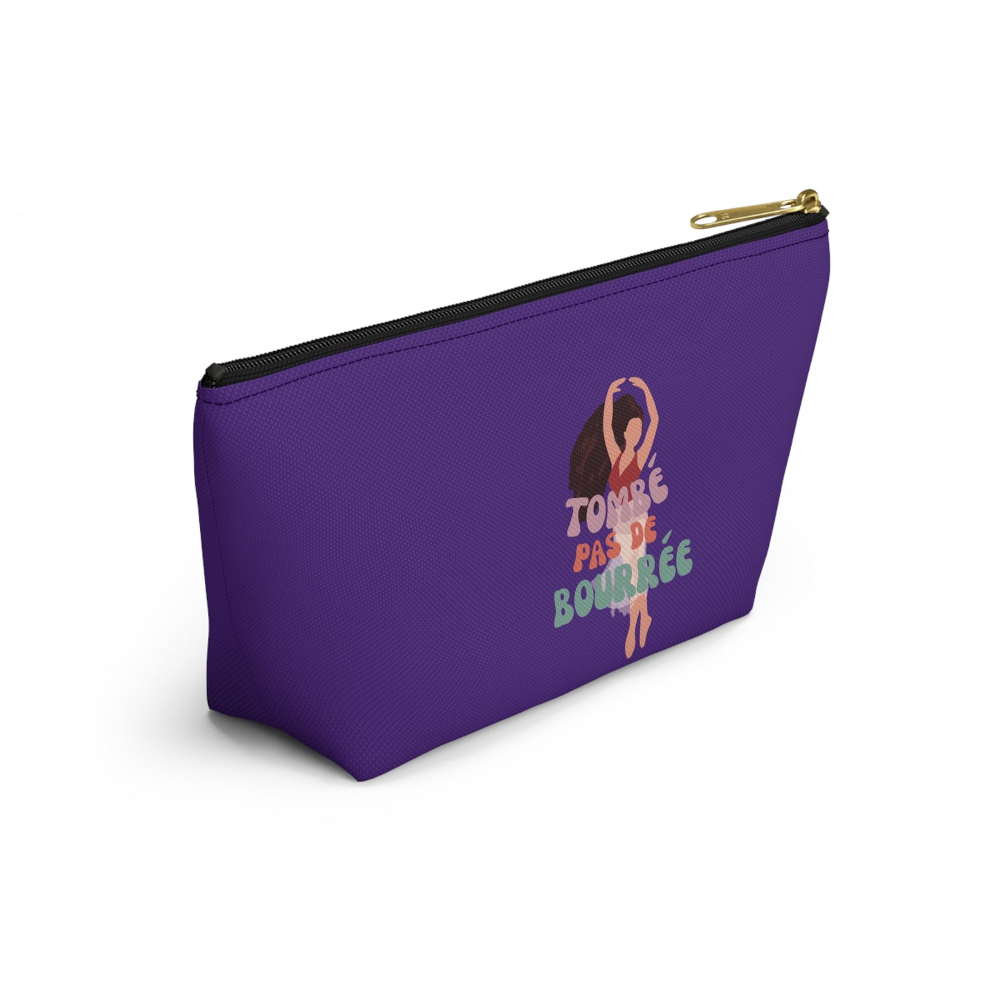 "Tombé Pas de Bourrée" Makeup Bag – Elegant Ballet Dancer Graphic – Ballet-Themed Zipper Pouch for Cosmetics, Accessories & Dance Gifts