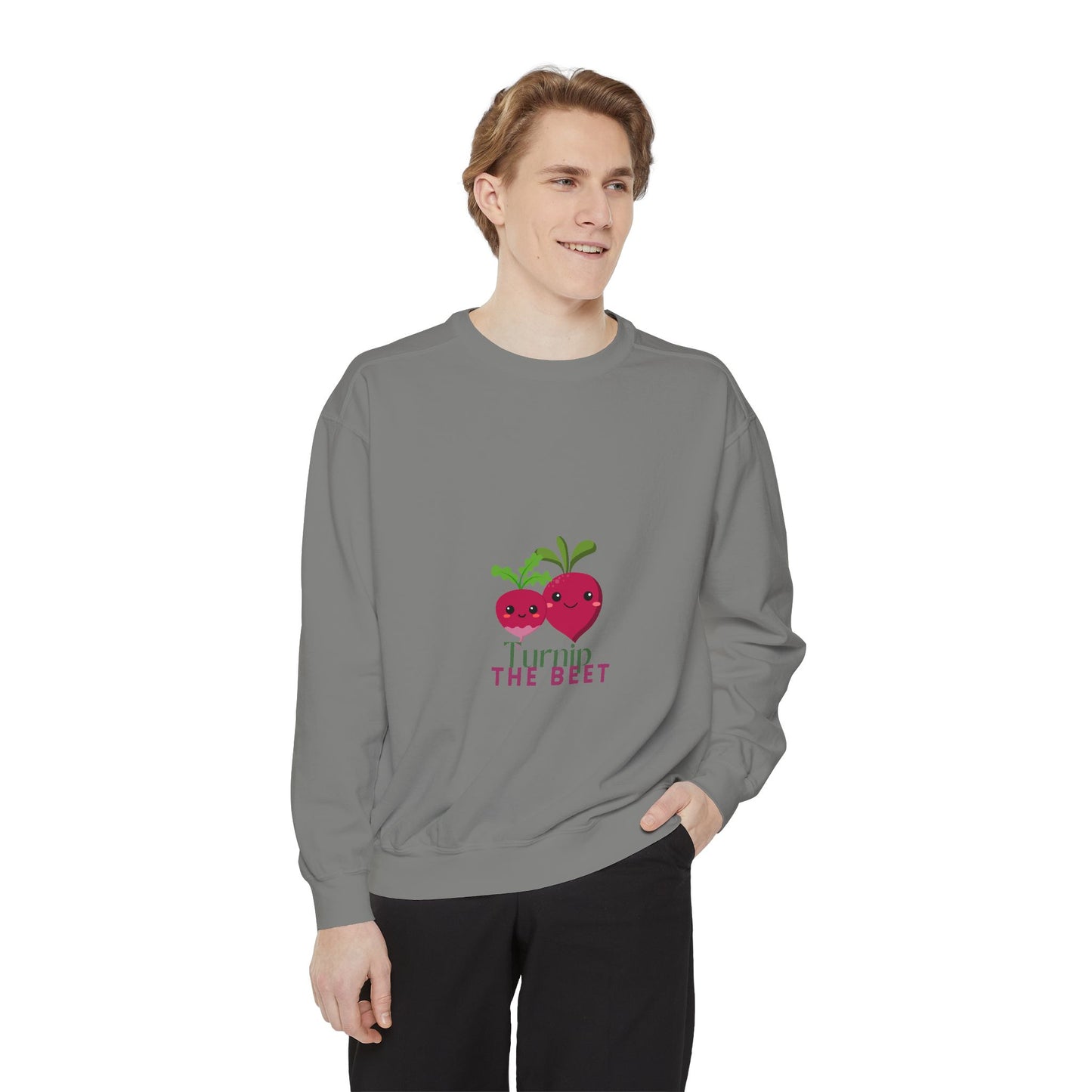 "Turnip the Beet" Unisex Lightweight Crewneck Sweatshirt – Fun Dance Pun Pullover with Cute Pepper Graphic for Dancers & Music Fans