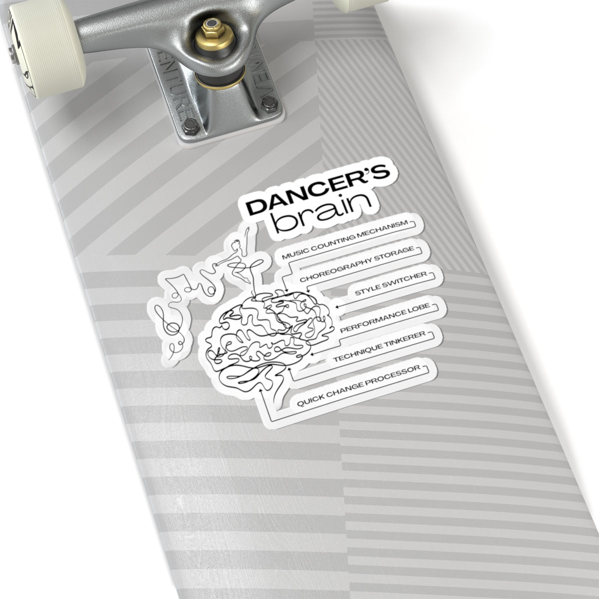 “Dancer’s Brain” Kiss-Cut Sticker – Funny Dance-Themed Vinyl Sticker with Cute Dancer Brain Illustration for Dancers and Performers