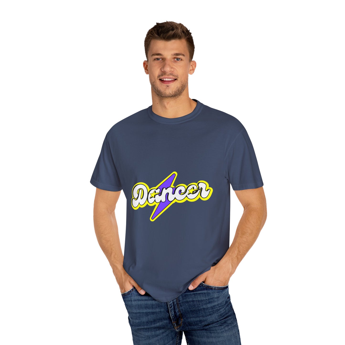 "Dancer" Unisex Garment-Dyed T-Shirt – Superhero-Style Bold Graphic Tee – Dance Power Shirt for Performers & Movers