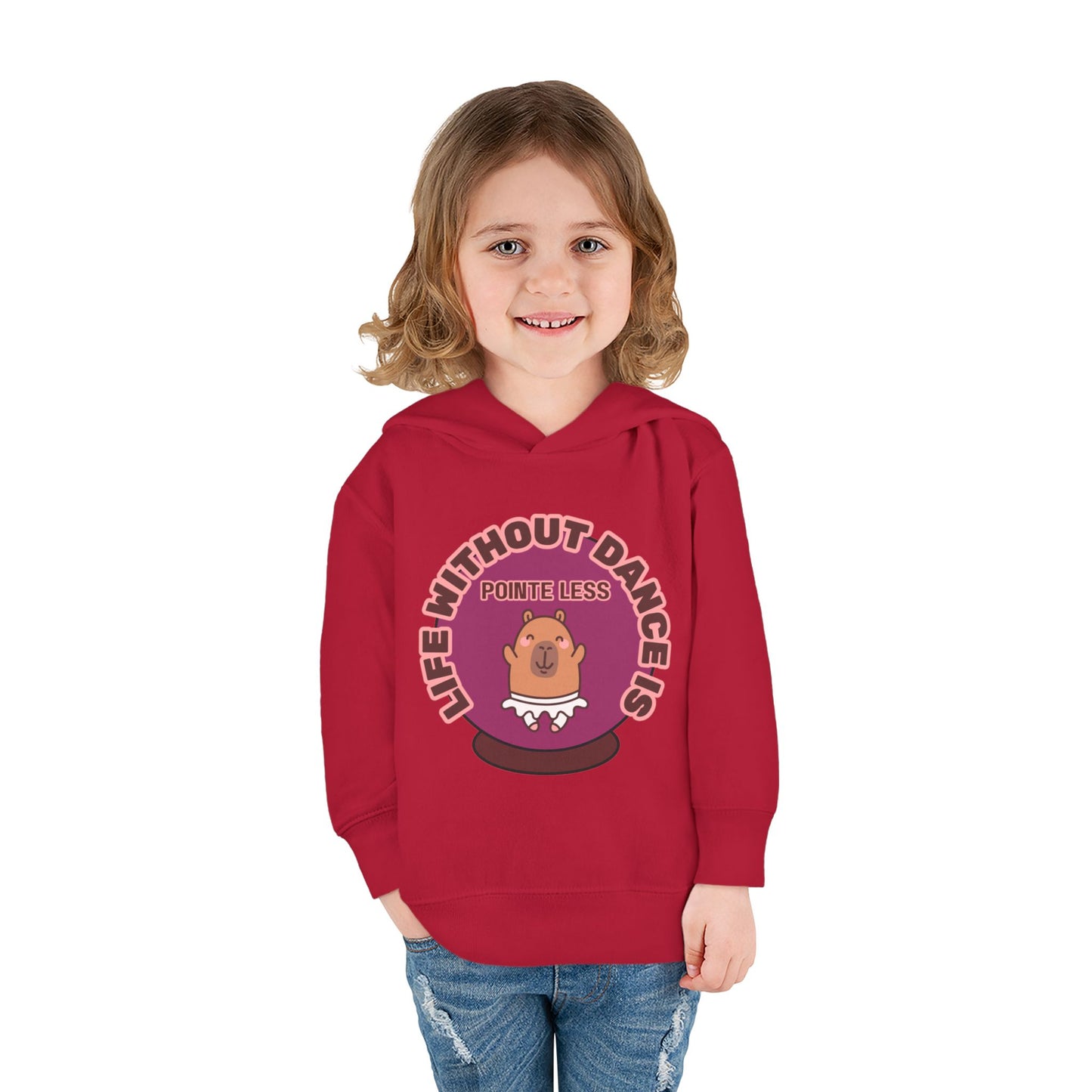 "Life Without Dance Is Pointeless" Toddler Fleece Dance Hoodie – Cute Dancing Capybara Graphic Pullover for Kids