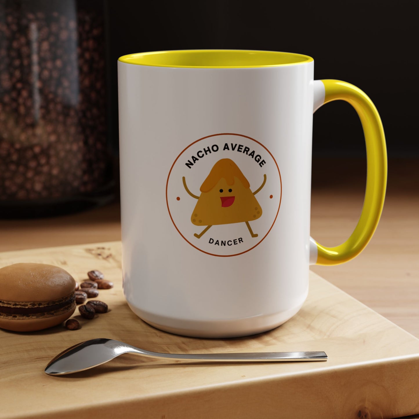 "Nacho Average Dancer" Accent Coffee Mug – Funny Dance Pun Ceramic Mug with Nacho Graphic for Dancers