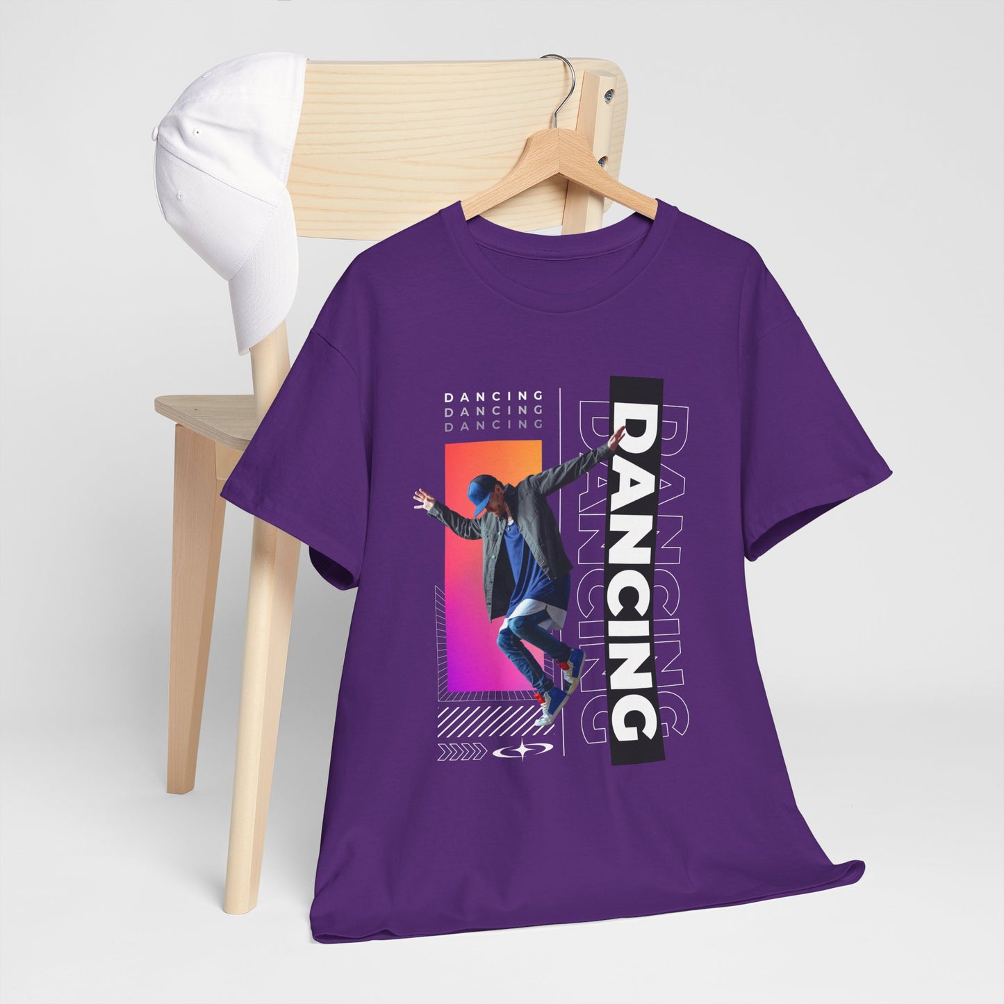 “Dancing” Streetwear-Inspired Male Dancer Unisex Heavy Cotton Tee – Urban Dance Graphic T-Shirt for Performers and Dance Lovers