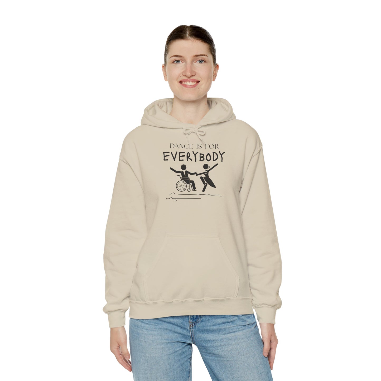 "Dance Is for Everybody" Unisex Hoodie – Inclusive Dance-Themed Hoodie for Teens and Adults with Personalization Option on Sleeve