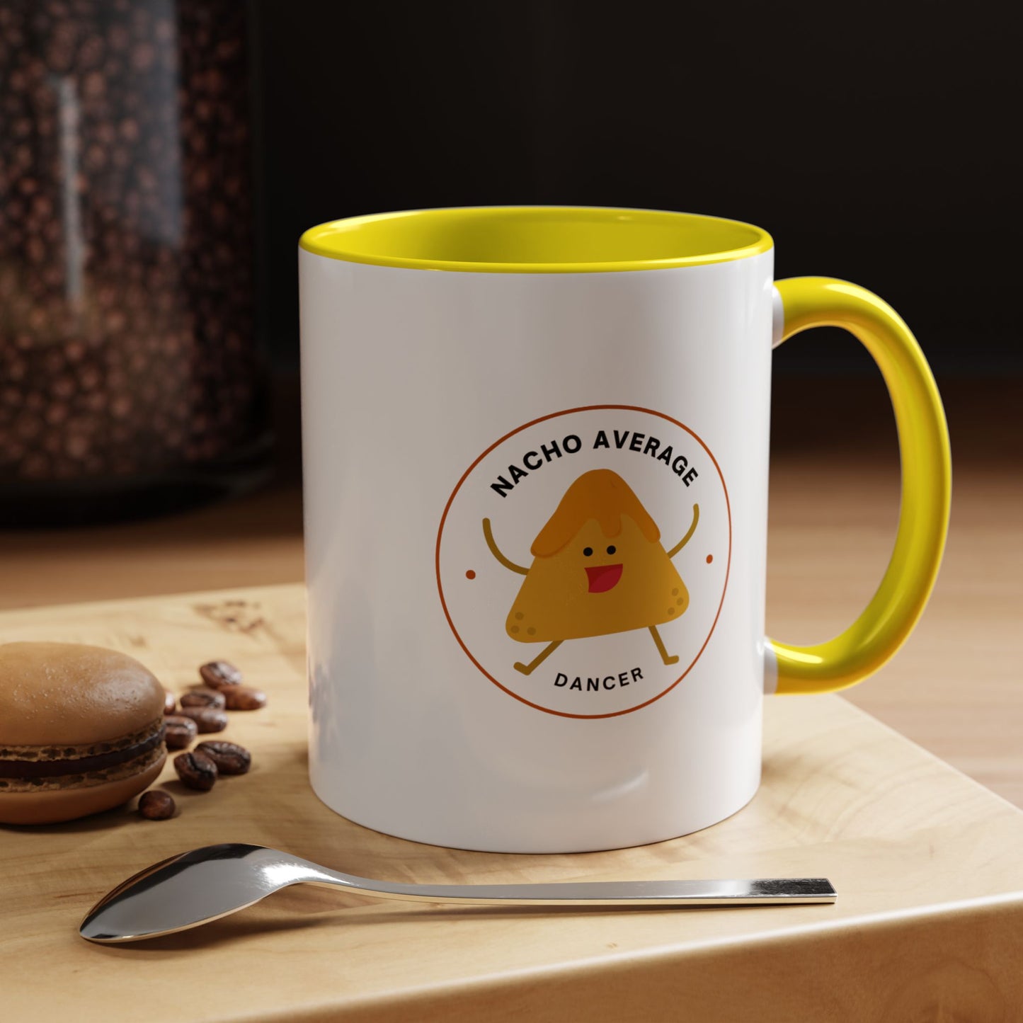 "Nacho Average Dancer" Accent Coffee Mug – Funny Dance Pun Ceramic Mug with Nacho Graphic for Dancers