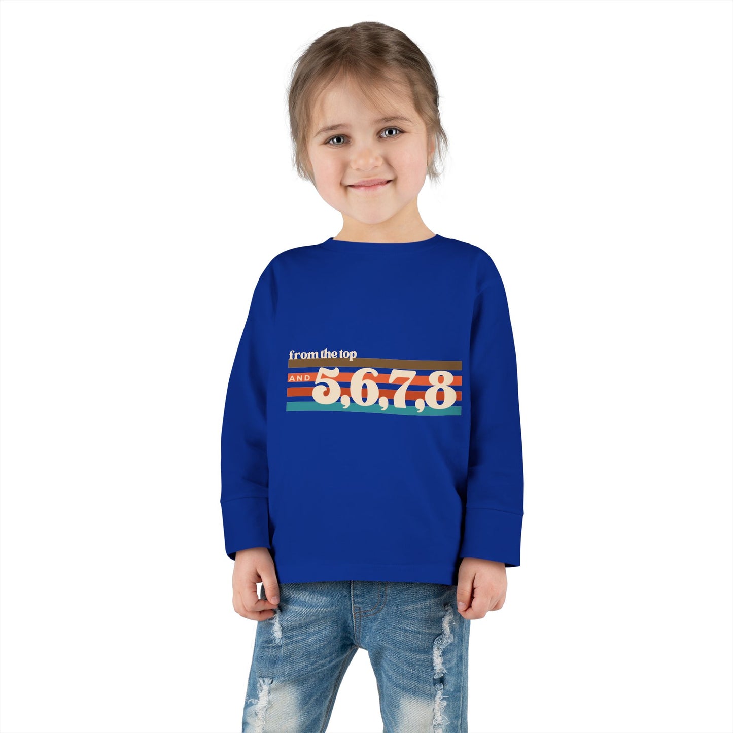 "From the Top and 5, 6, 7, 8" Toddler Dance T-Shirt – Retro Choreography-Inspired Long Sleeve Tee for Kids