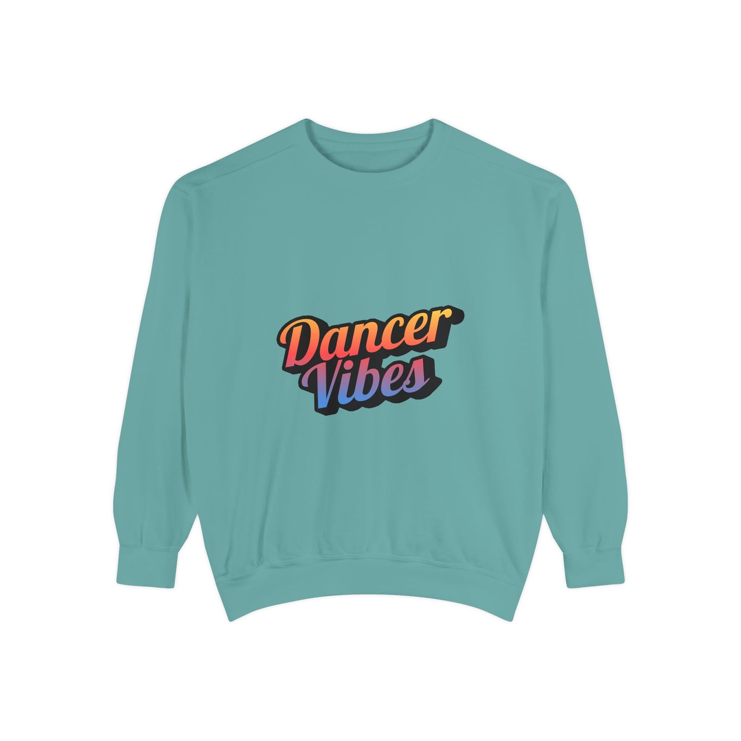 "Dancer Vibes" Unisex Lightweight Crewneck Sweatshirt – Colorful Text Graphic Pullover for Dance Lovers & Studio Style
