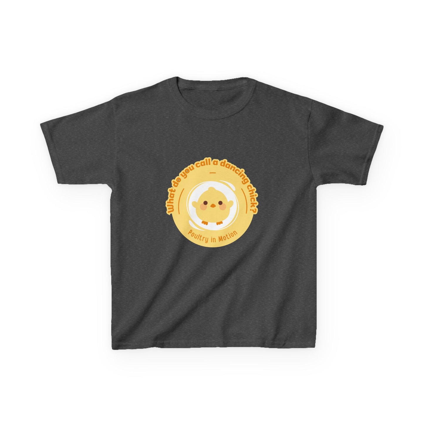 “What do you call a dancing chick? Poultry in Motion” Funny Chick Dance Tee for Kids – Cute Chicken Graphic - Youth Dance Pun T-Shirt