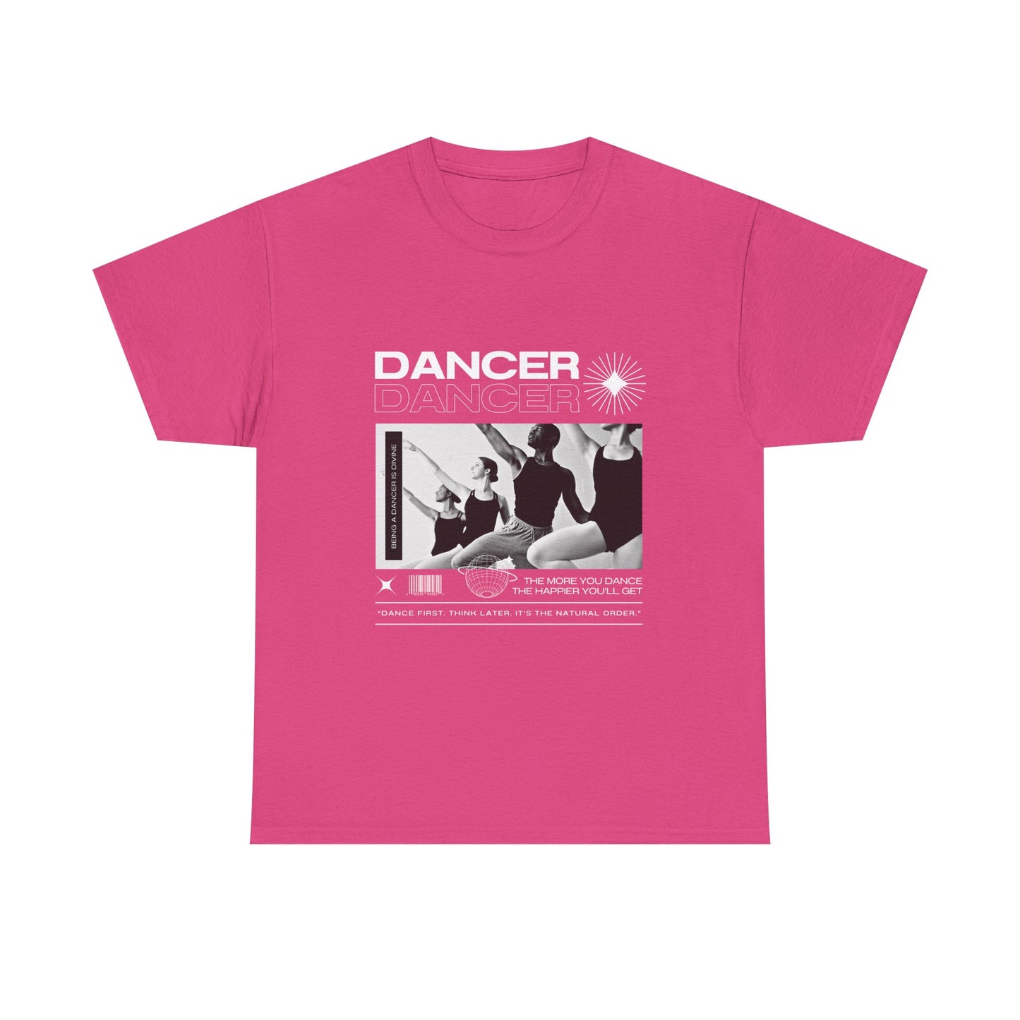 "Dancer" with ballet dancers at the Barre - Unisex Heavy Cotton Tee | Streetwear-Inspired Ballet Training Graphic T-Shirt for Dance Lovers