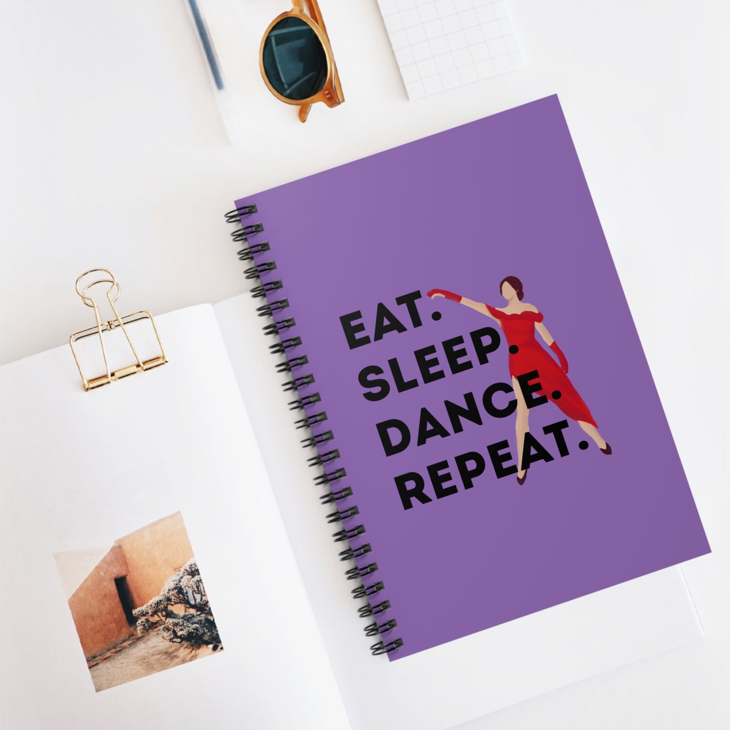 "Eat, Sleep, Dance, Repeat" Spiral Notebook – Bold Dancer Graphic Journal for Dance Lovers, Students & Choreographers