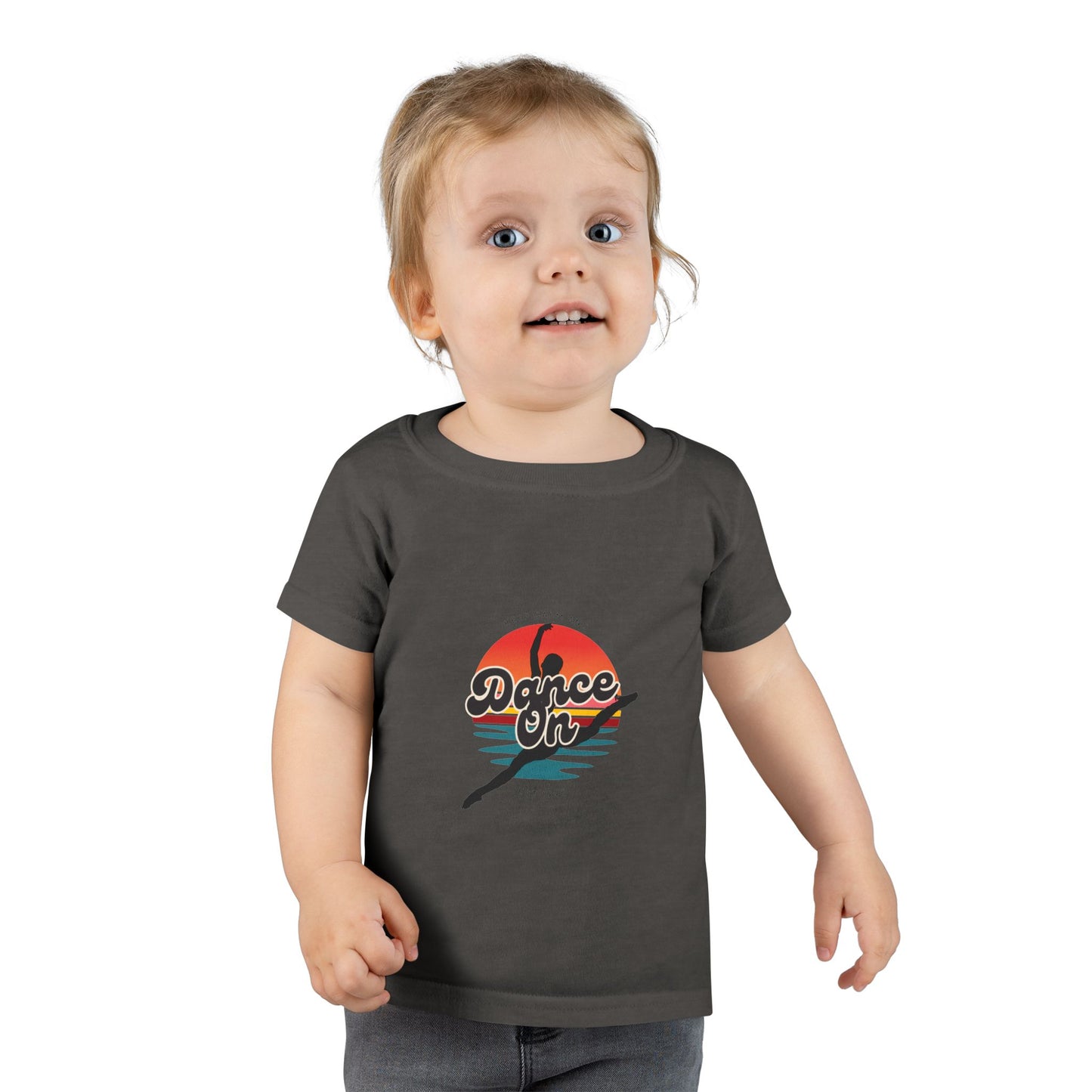 "Keep Calm and Dance On" Toddler Dance T-Shirt – Retro Graphic Short Sleeve Tee for Kids