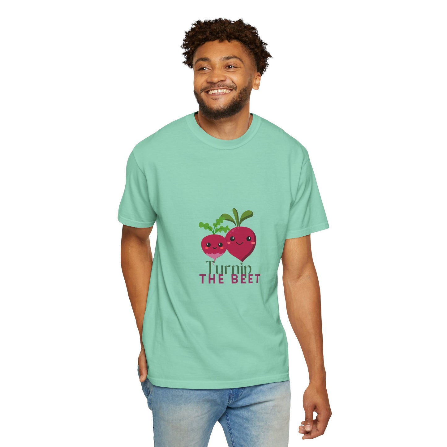 "Turnip the Beet" Unisex Garment-Dyed T-Shirt – Cute Veggie Dance Pun Graphic Tee – Funny Foodie Shirt for Dancers & Music Lovers