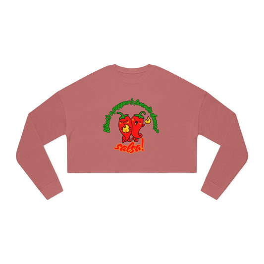 "What’s a Pepper’s Favorite Dance? Salsa!" - Women’s Cropped Sweatshirt | Cute Food Pun Dance Pullover with Pepper Graphic