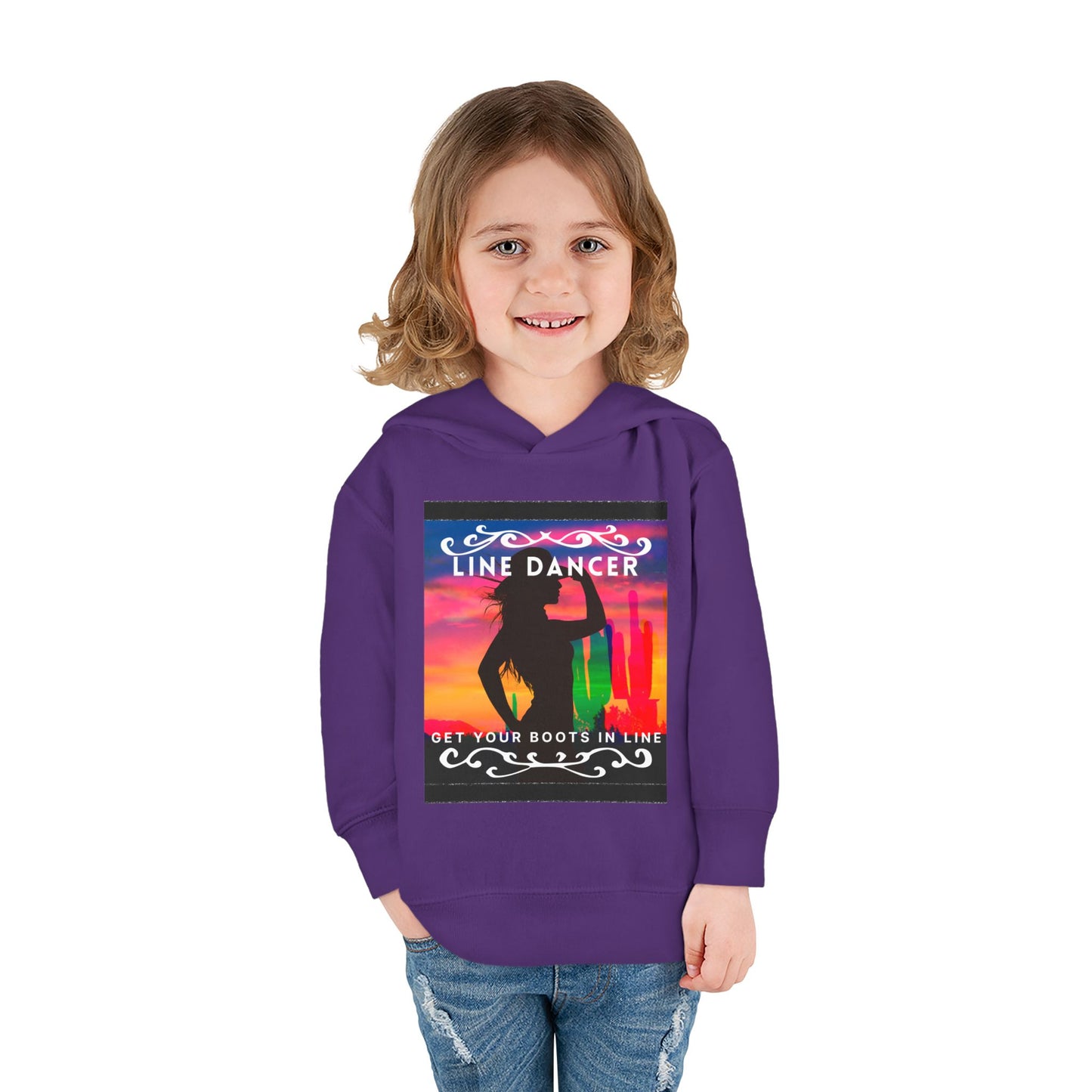 "Line Dancer, Get Your Boots in Line" Streetwear Dance Graphic – Toddler Pullover Hoodie